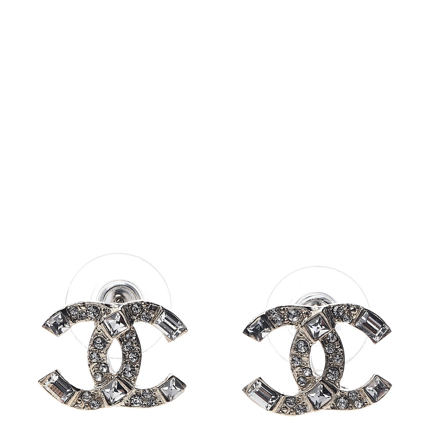 Crystal Baguette CC Earrings Gold