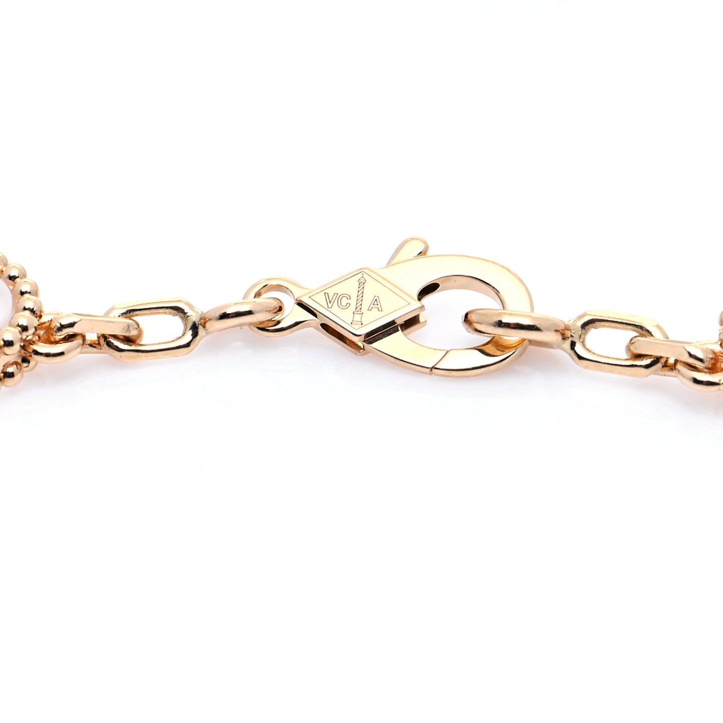 18K Yellow Gold Rock Crystal 5 Motifs Vintage Alhambra Bracelet