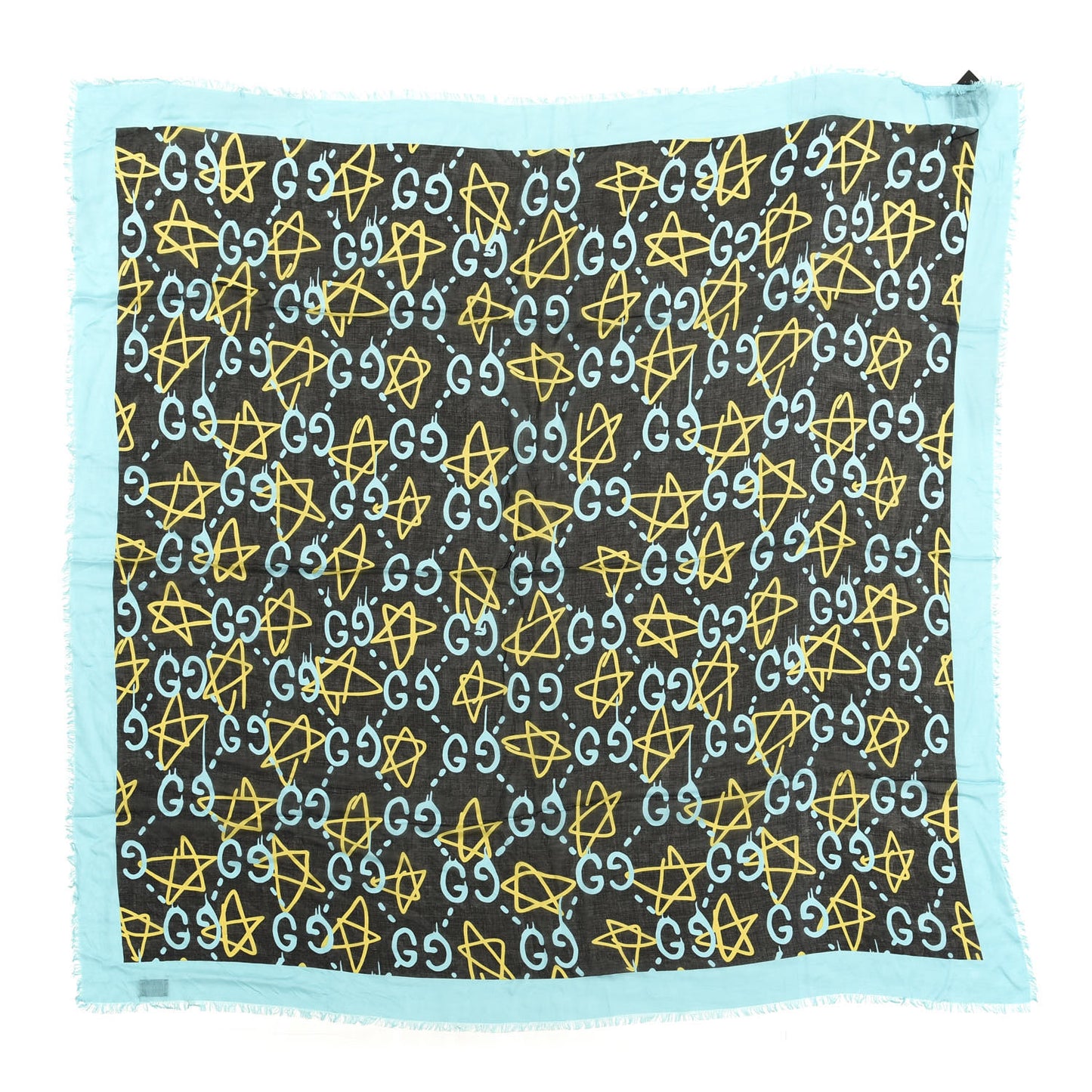 Modal Silk GucciGhost Print Shawl Black Multicolor