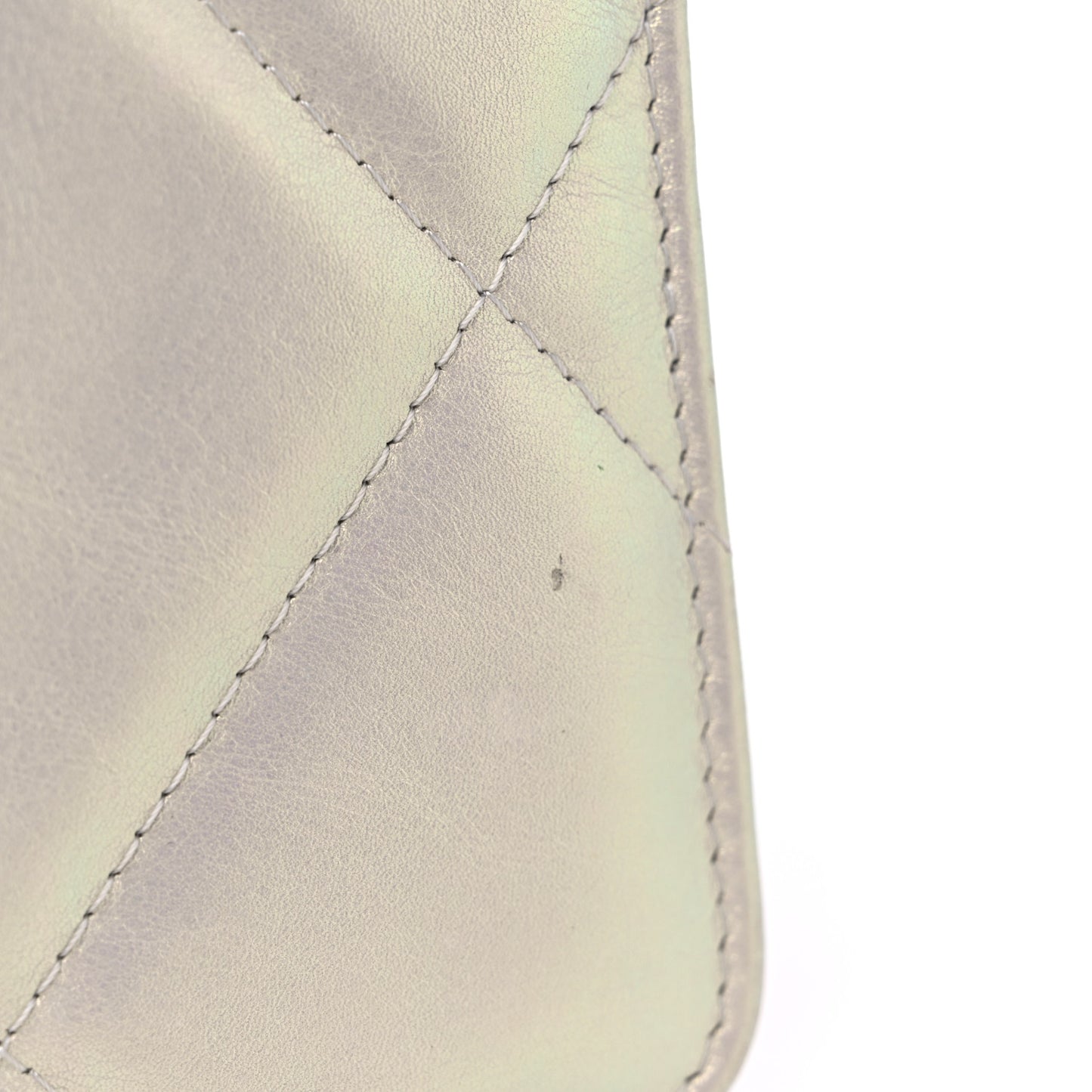 Iridescent Calfskin Quilted Chanel 19 Wallet On Chain WOC White