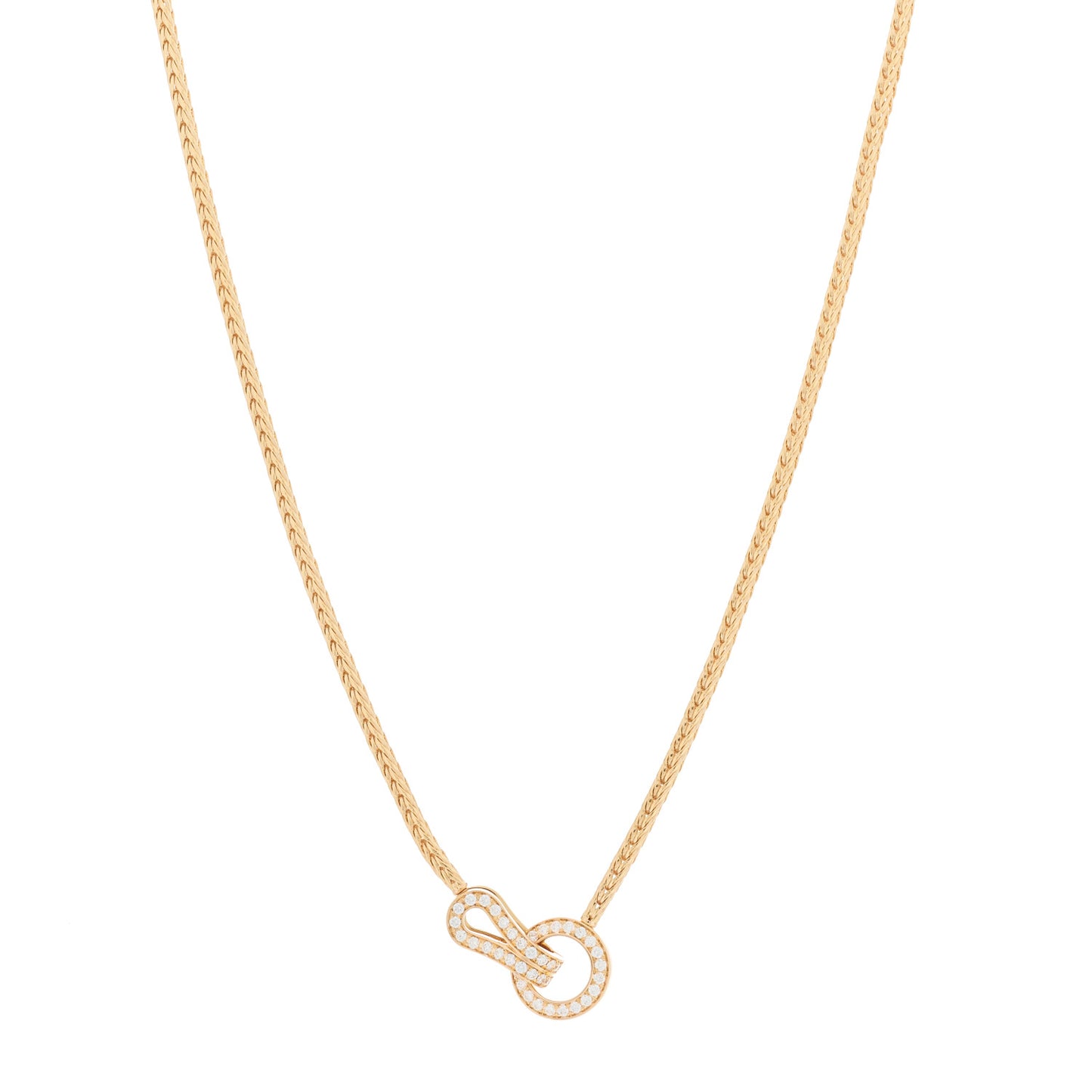18K Yellow Gold Diamond Agrafe Rope Necklace