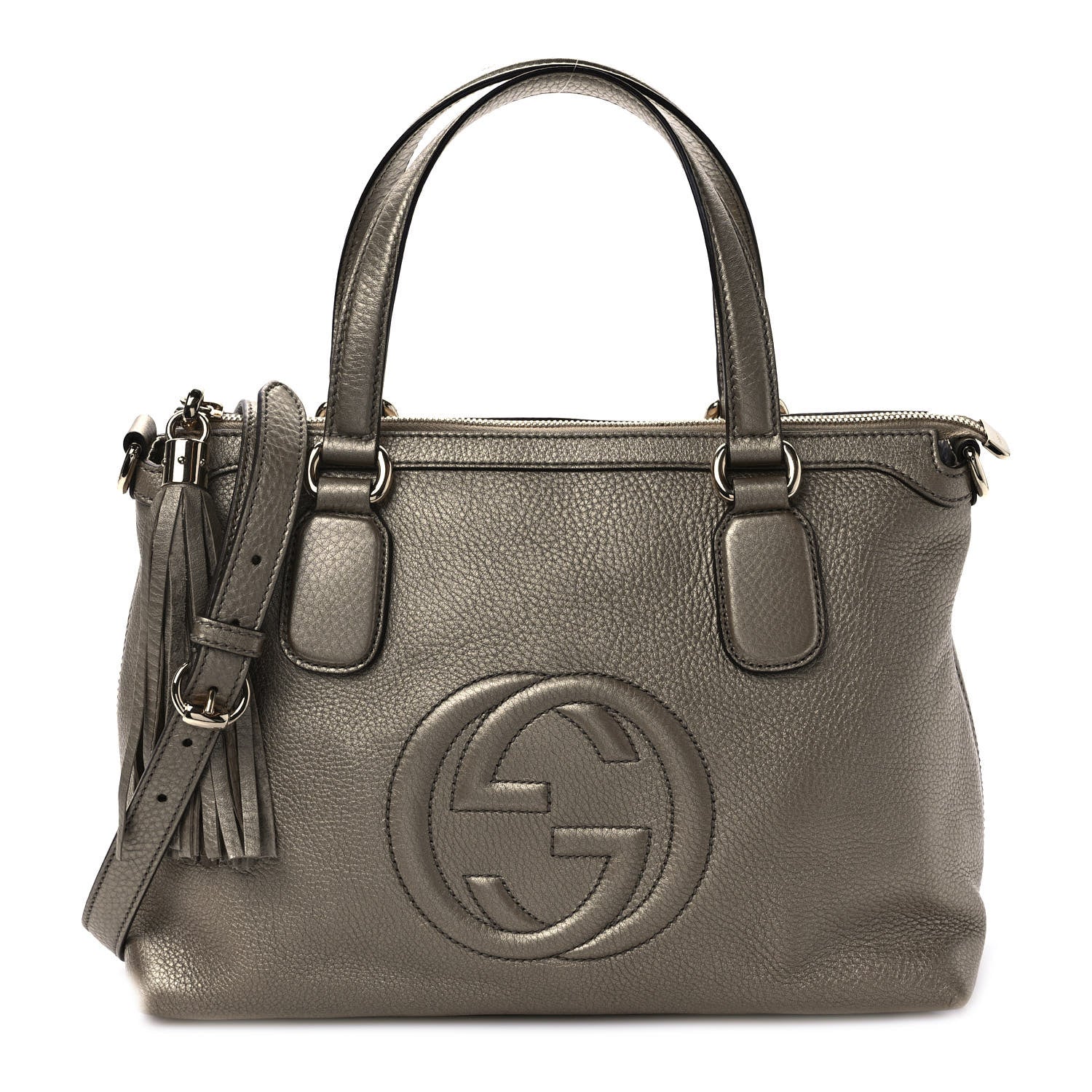 Gucci Metallic Cellarius Calfskin Small Soho Top Handle Satchel Sasso 1 of 10