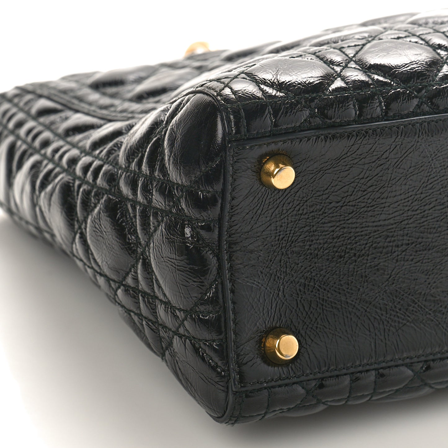 Grained Calfskin Cannage Large Supple Lady Dior Black