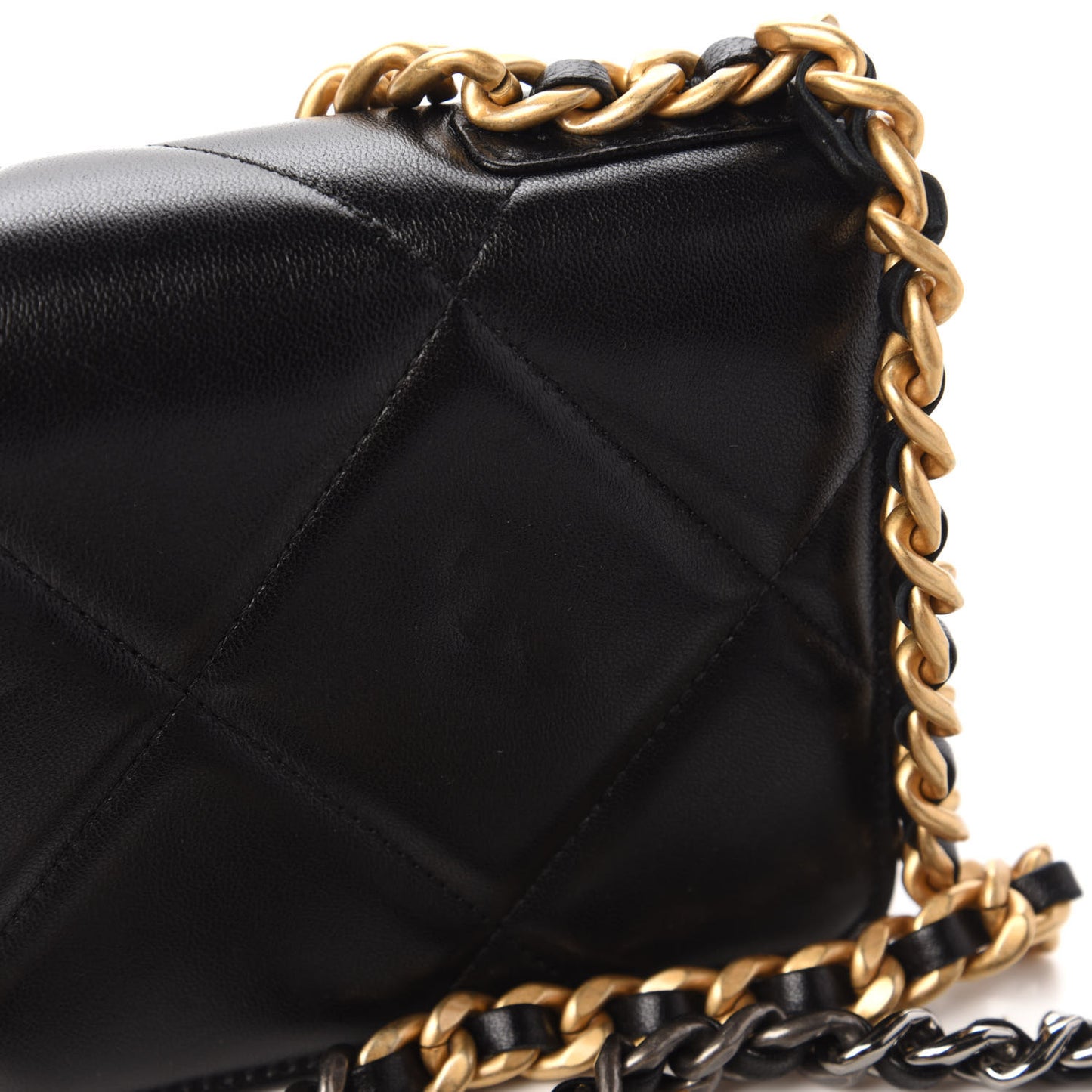 Lambskin Quilted Chanel 19 Wallet On Chain WOC Black