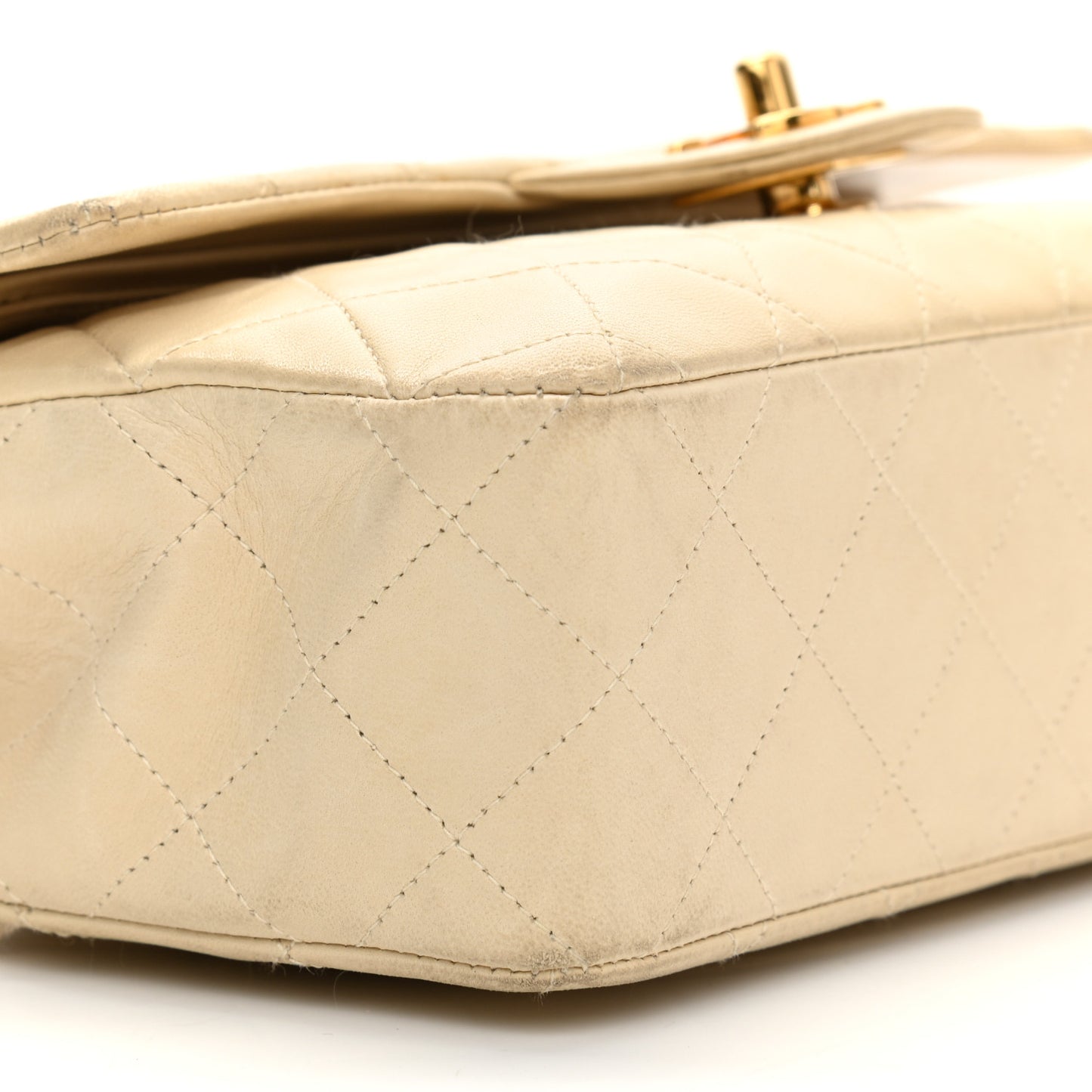 Lambskin Quilted Small Double Flap Beige