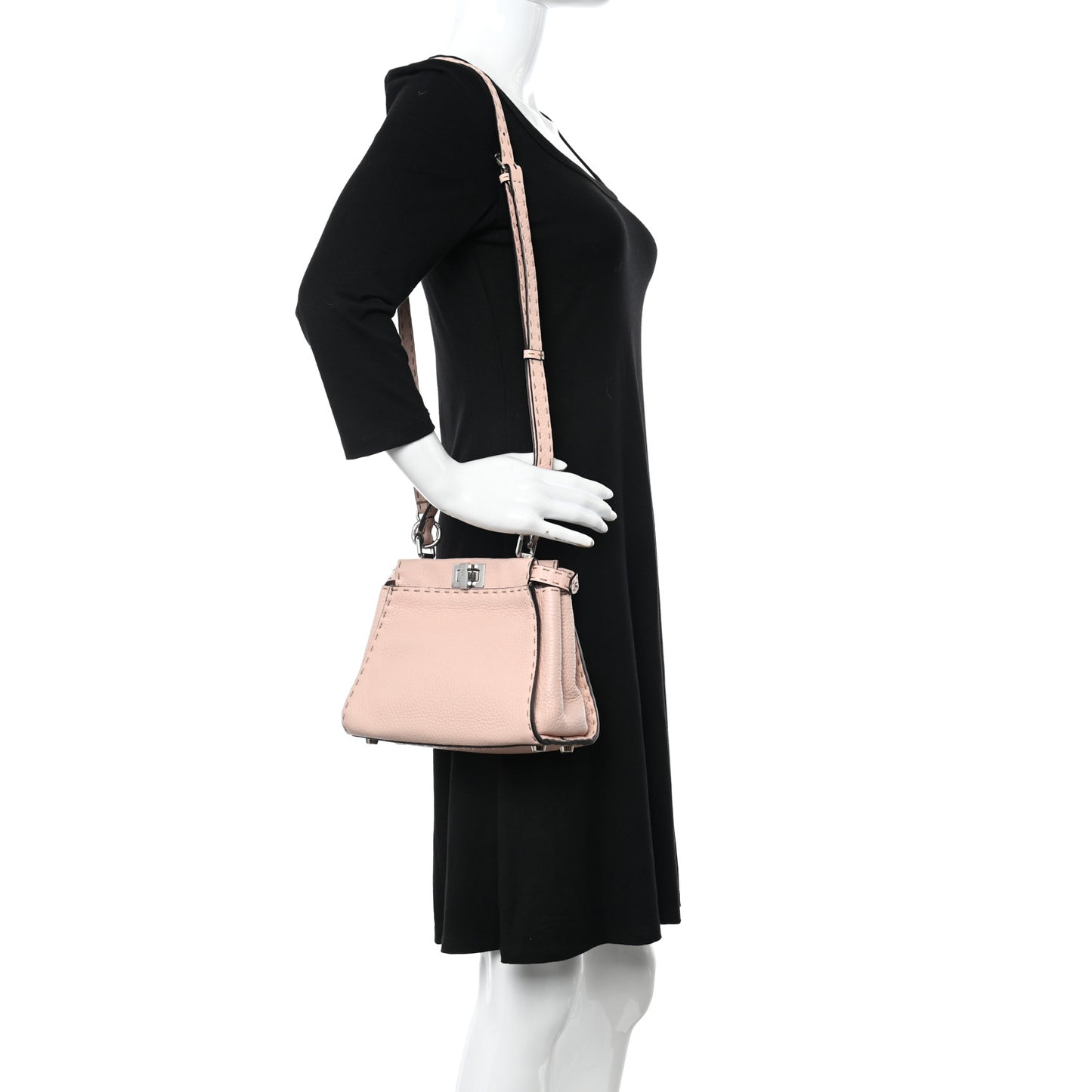 Cuoio Romano Selleria Bi-Color Mini Peekaboo Iconic Satchel Cipria Latte
