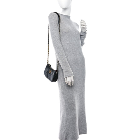 Lambskin Quilted Chanel 19 Hobo Clutch With Chain Black