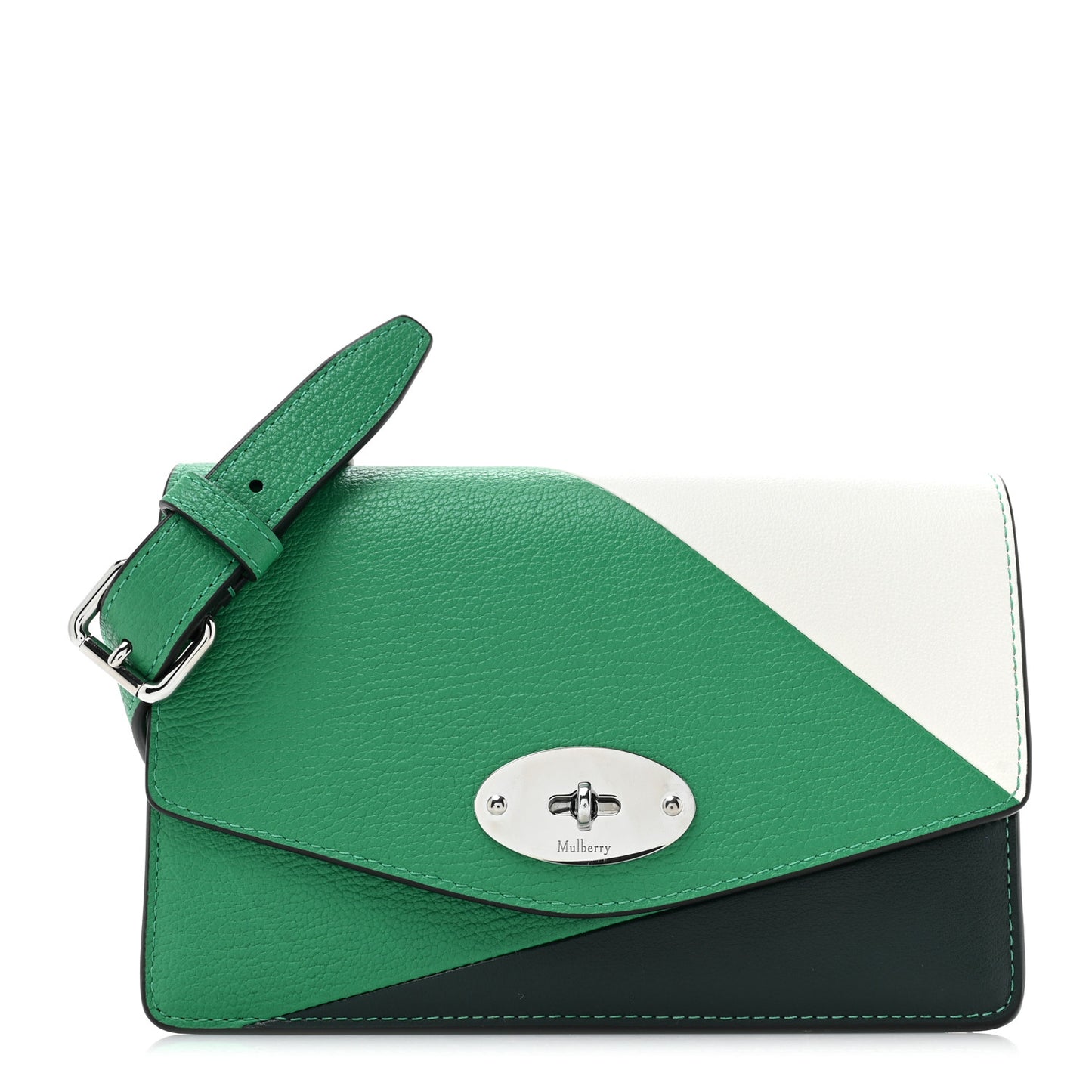 Small Classic Grain Small Colorblock Darley Clutch Lawn White