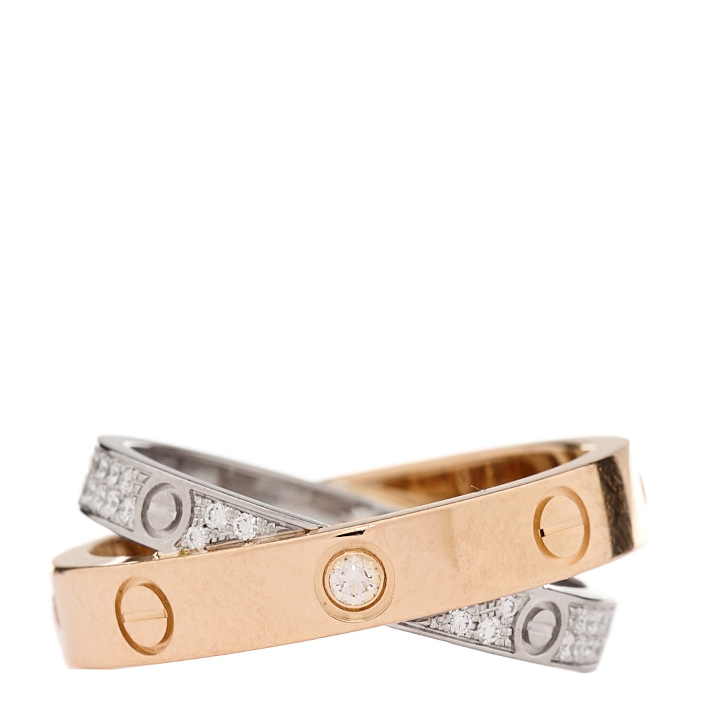 18K Pink White Gold Diamond LOVE Pave Ring 48 4.5