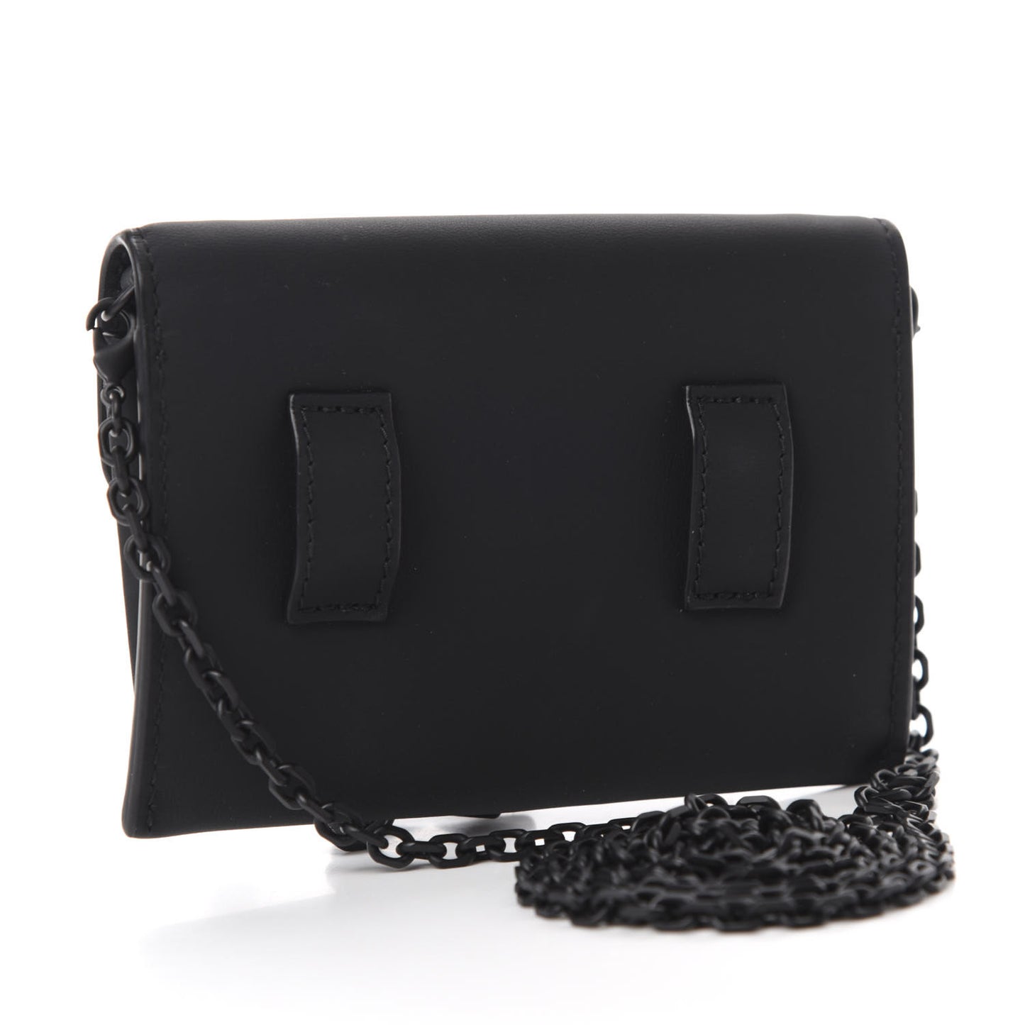Ultra Matte Calfskin Nano Saddle Chain Pouch Black