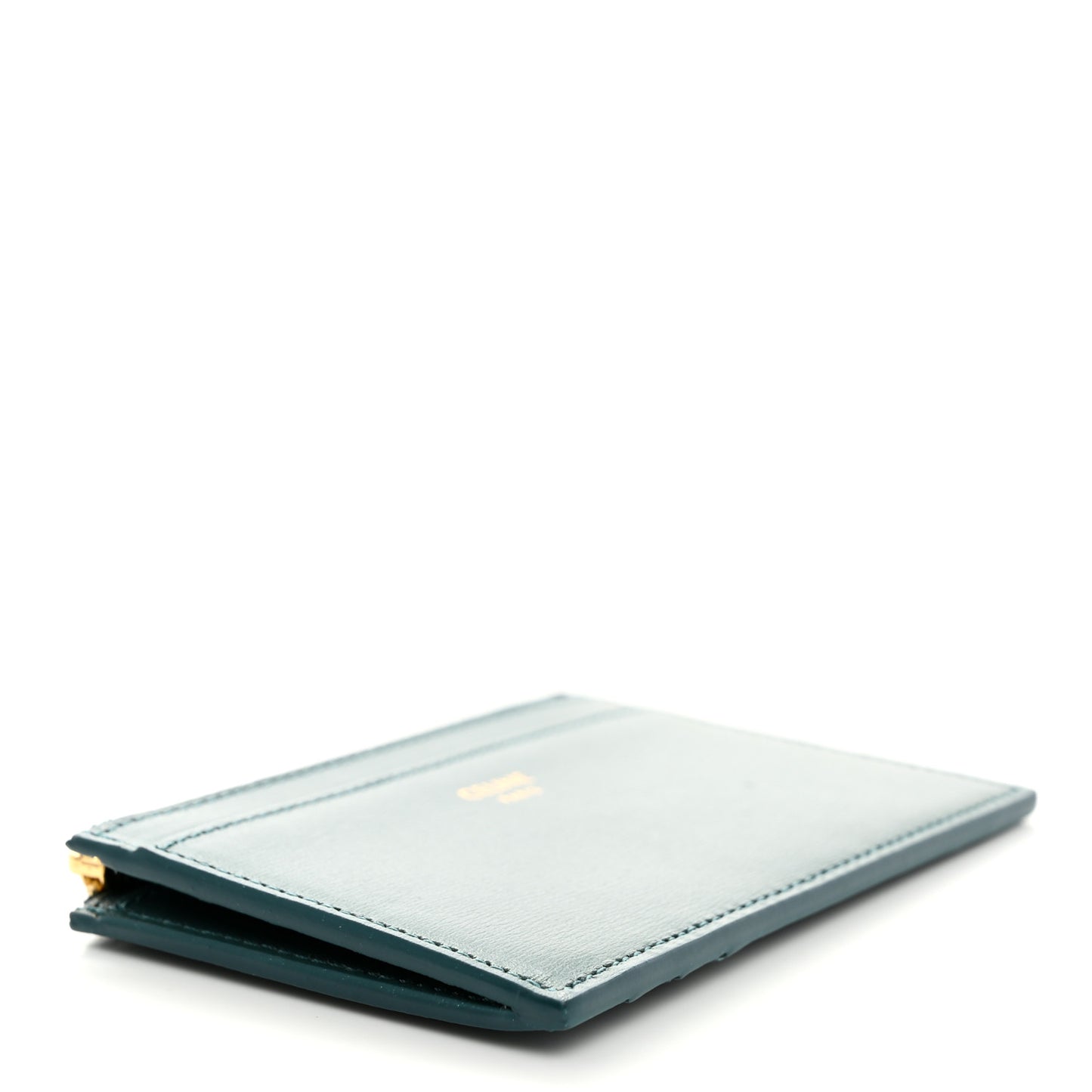 Shiny Calfskin Zipped Card Holder Green