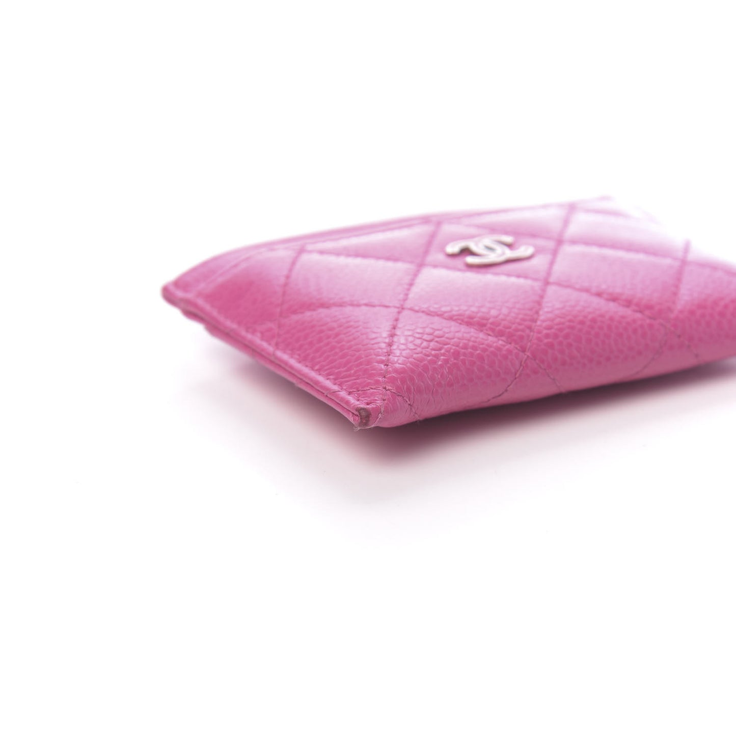 Caviar Quilted Card Holder Pink