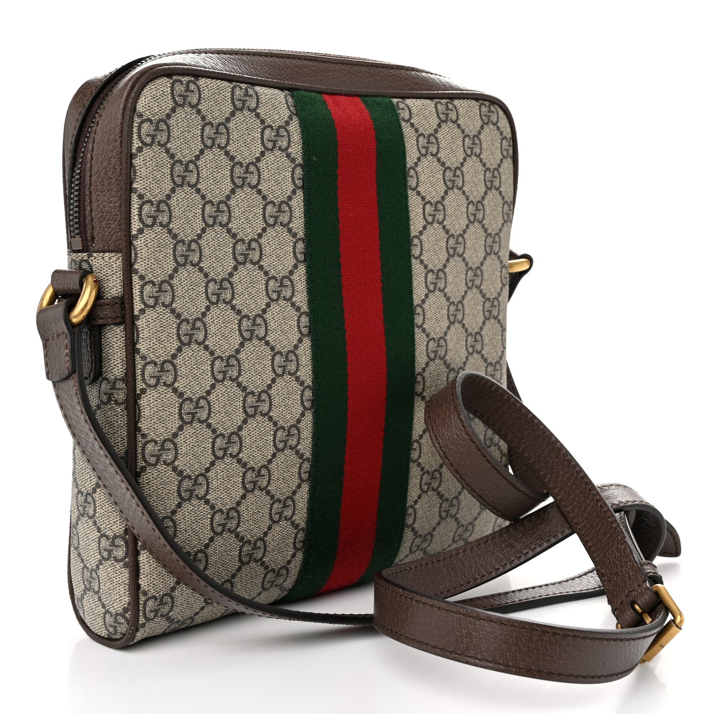 GG Supreme Monogram Web Small Ophidia Messenger Bag Brown