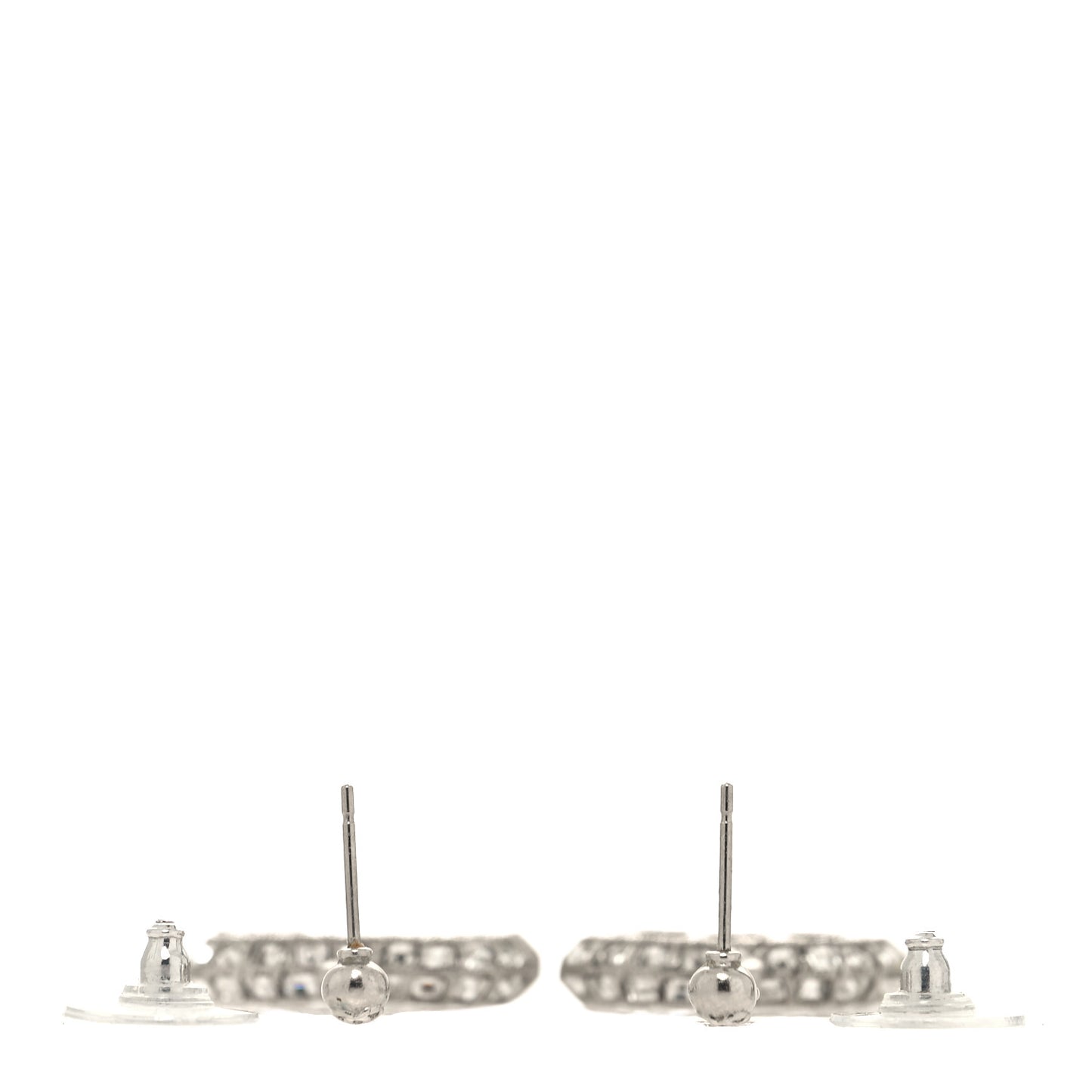 Baguette Crystal CC Drop Earrings Silver