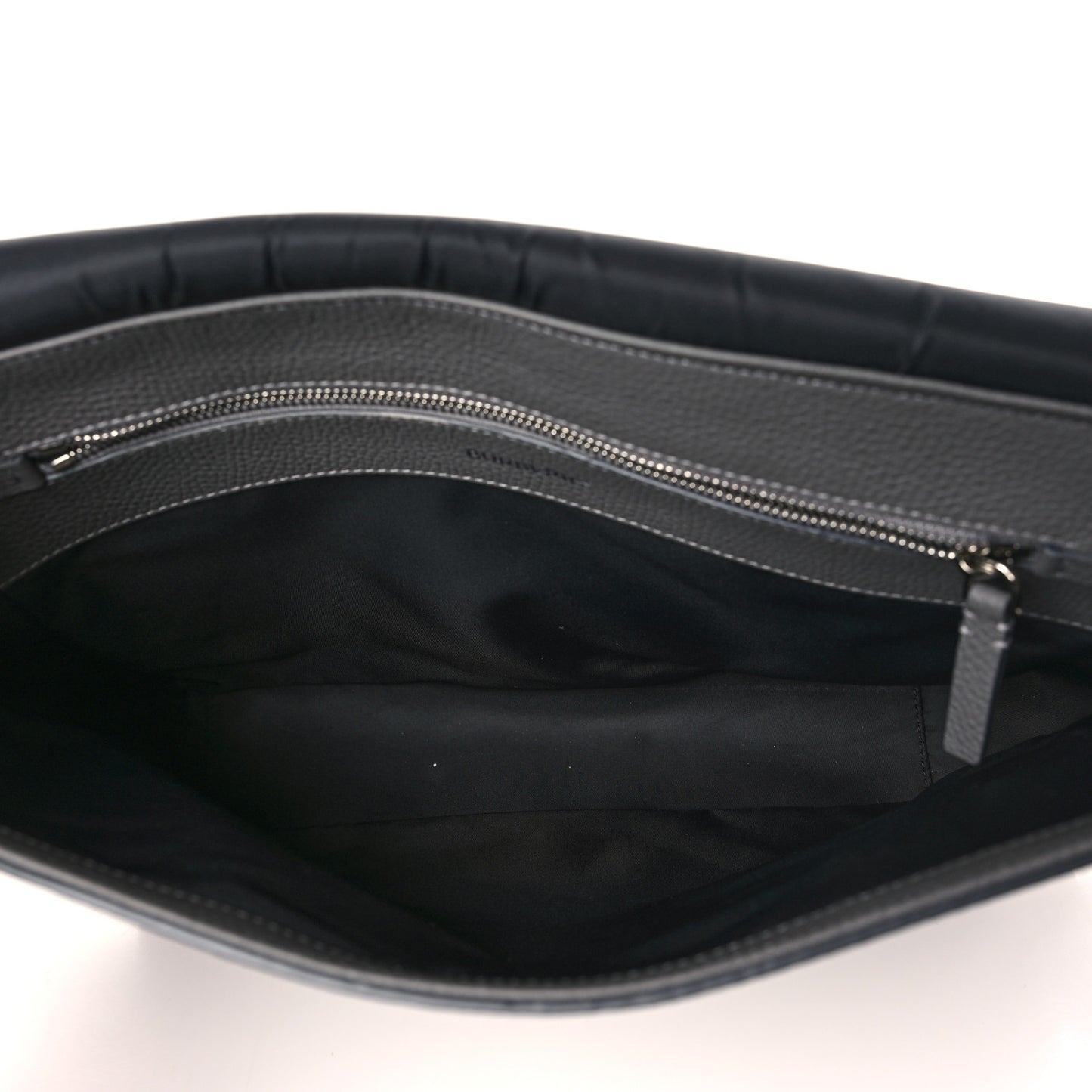 Grainy Calfskin Embossed Bruno Messenger Charcoal Grey