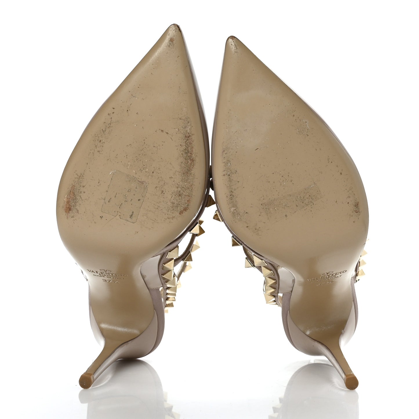 Patent Nappa Rockstud Ankle Strap 100mm Pumps 37.5 Poudre