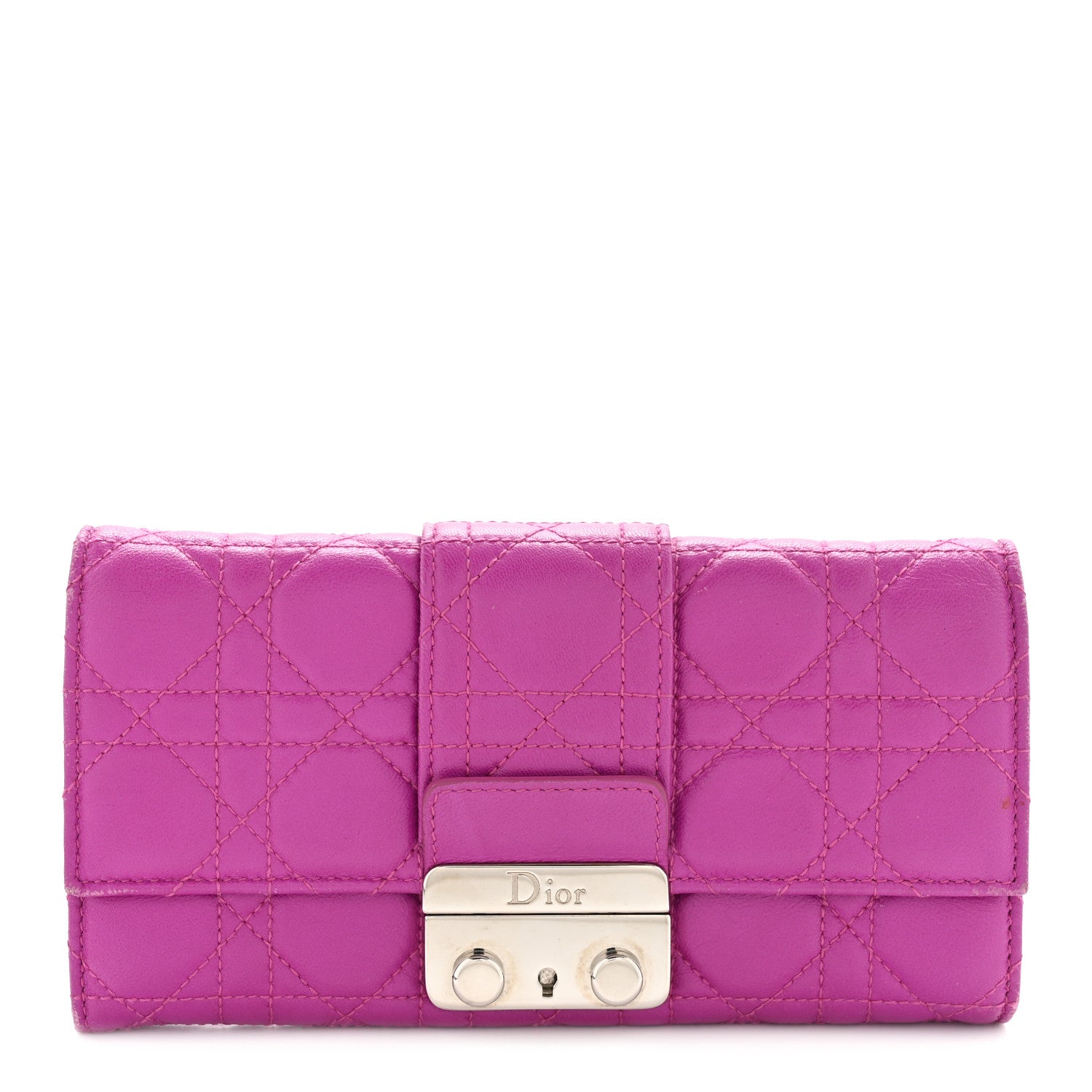 Christian Dior Lambskin Cannage Miss Dior Chain Wallet Dark Pink