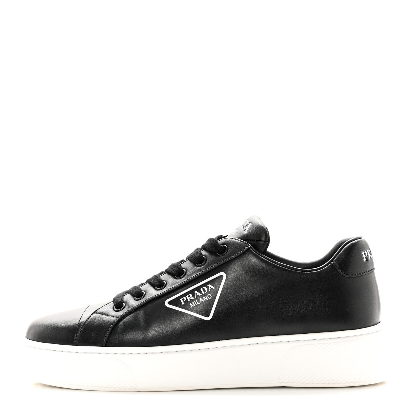 Vitello Soft Triangle Logo Low Top 45mm Sneakers 40 Black White