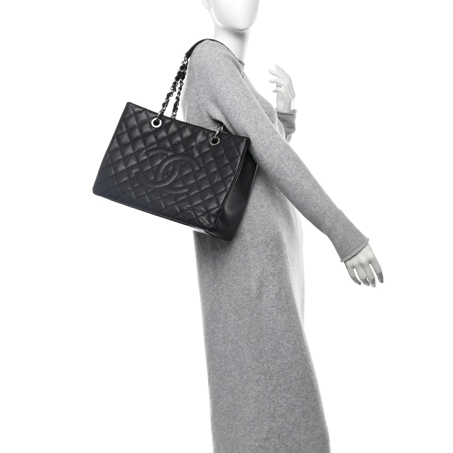 Caviar Quilted Grand Shopping Tote GST Black