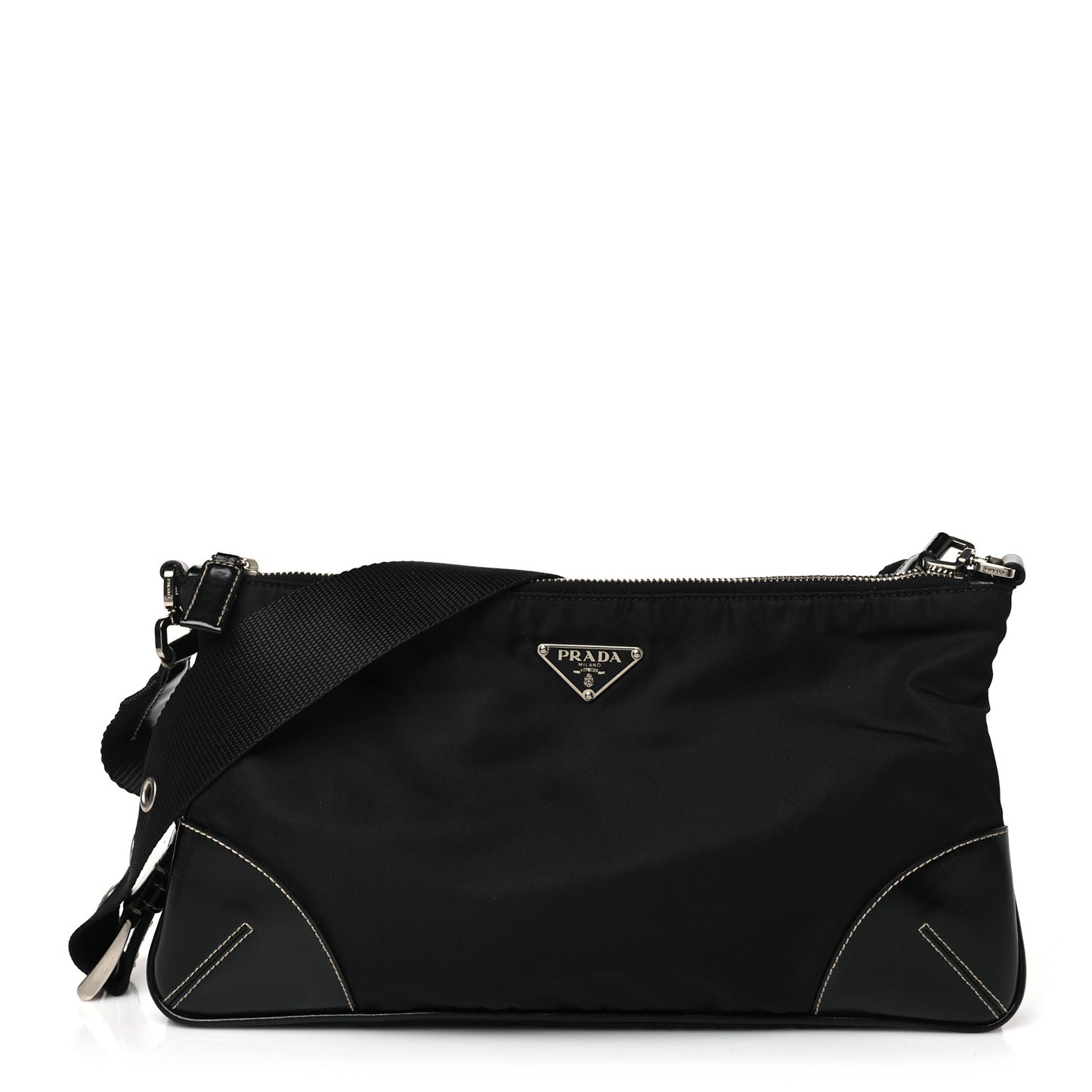 Tessuto Light Nylon Soft Calf Shoulder Bag Black