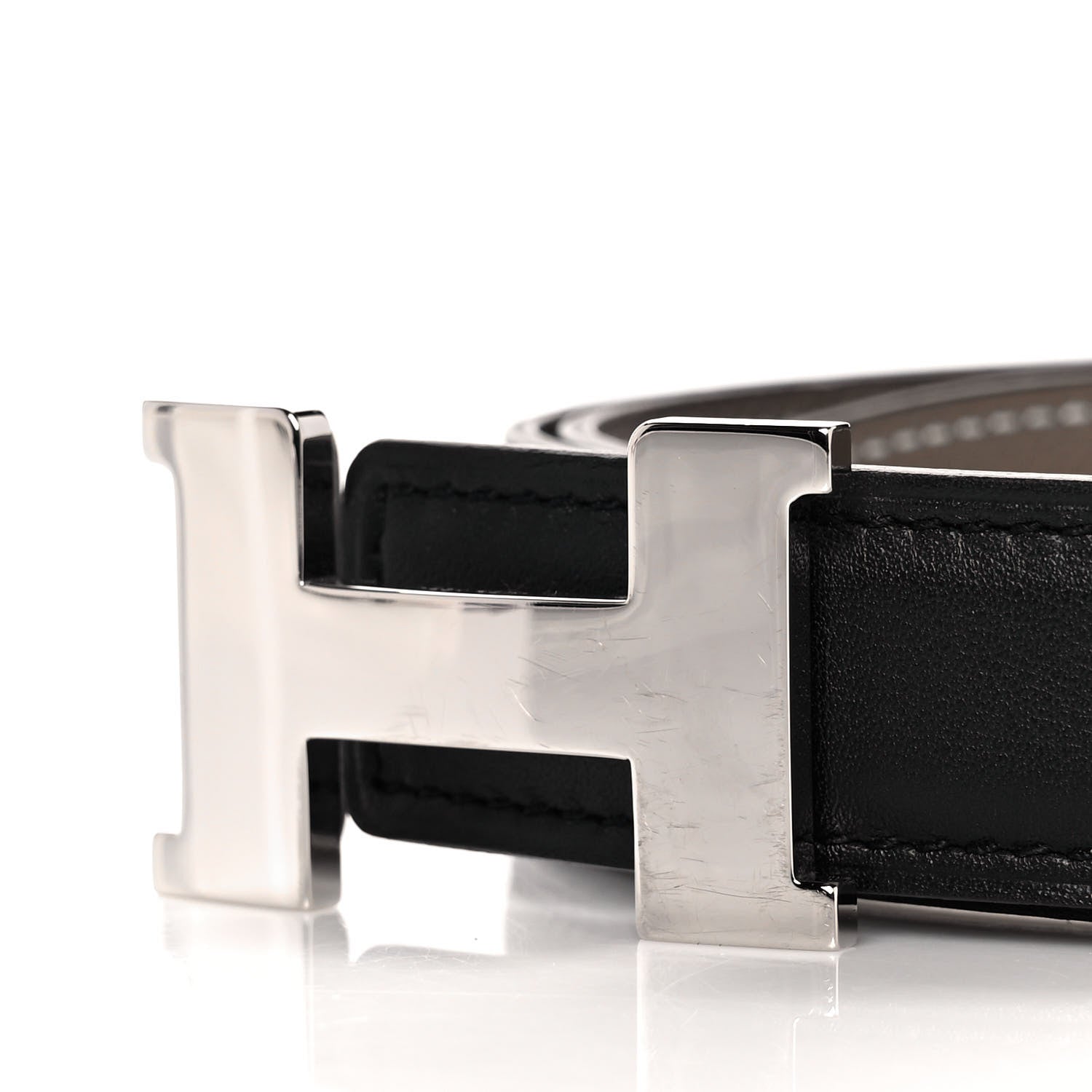 Hermes Swift Epsom 24mm H Belt 95 Black Etoupe 5 of 6