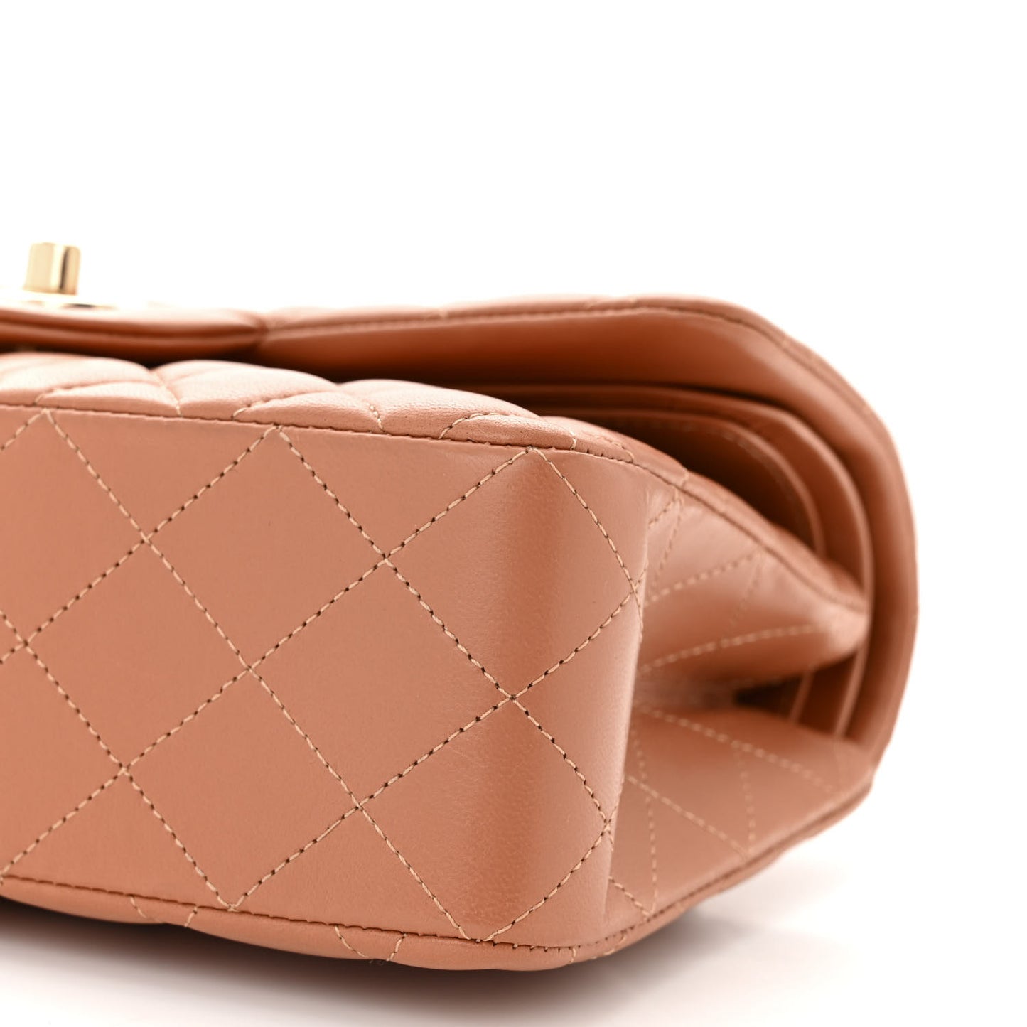 Lambskin Quilted Small Double Flap Brown
