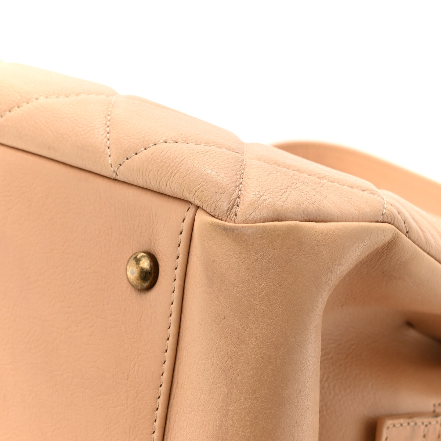 Calfskin Quilted Large CC Crown Tote Beige