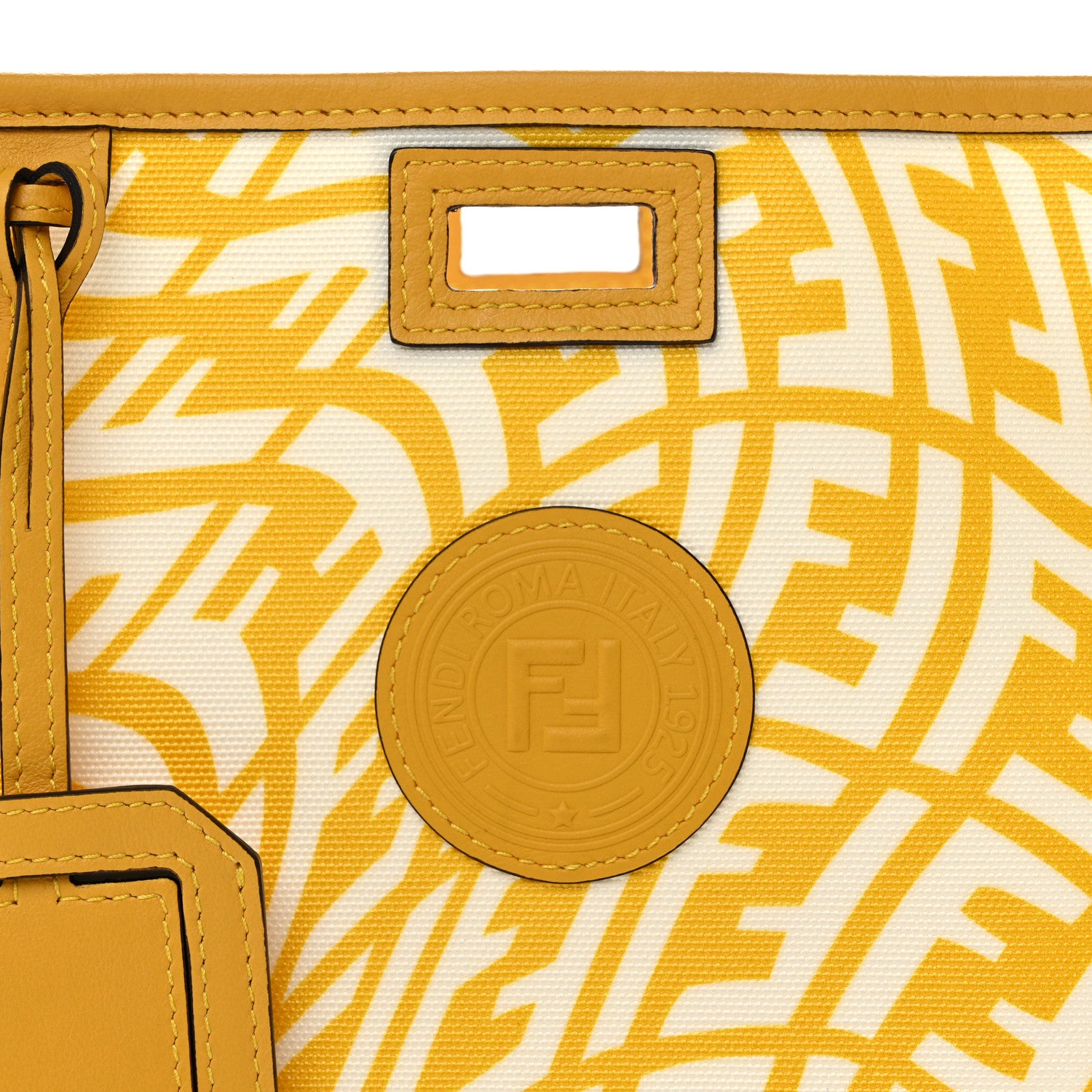 Fendi X SARAH COLEMAN Glazed Canvas Vitello Grace FF Vertigo Mini Peekaboo Defender Cover Mimosa White 5 of 9