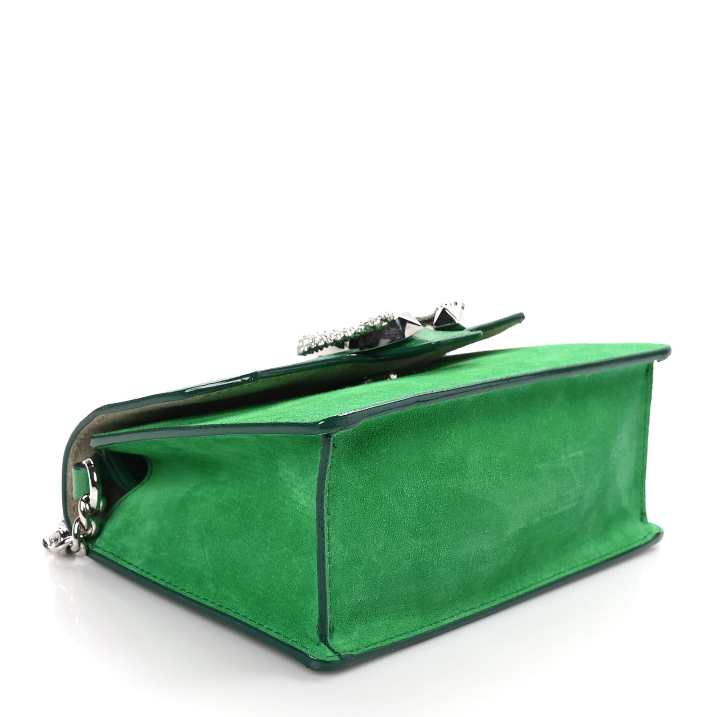 Goatskin Suede Crystal Madeline Shoulder Bag Malachite