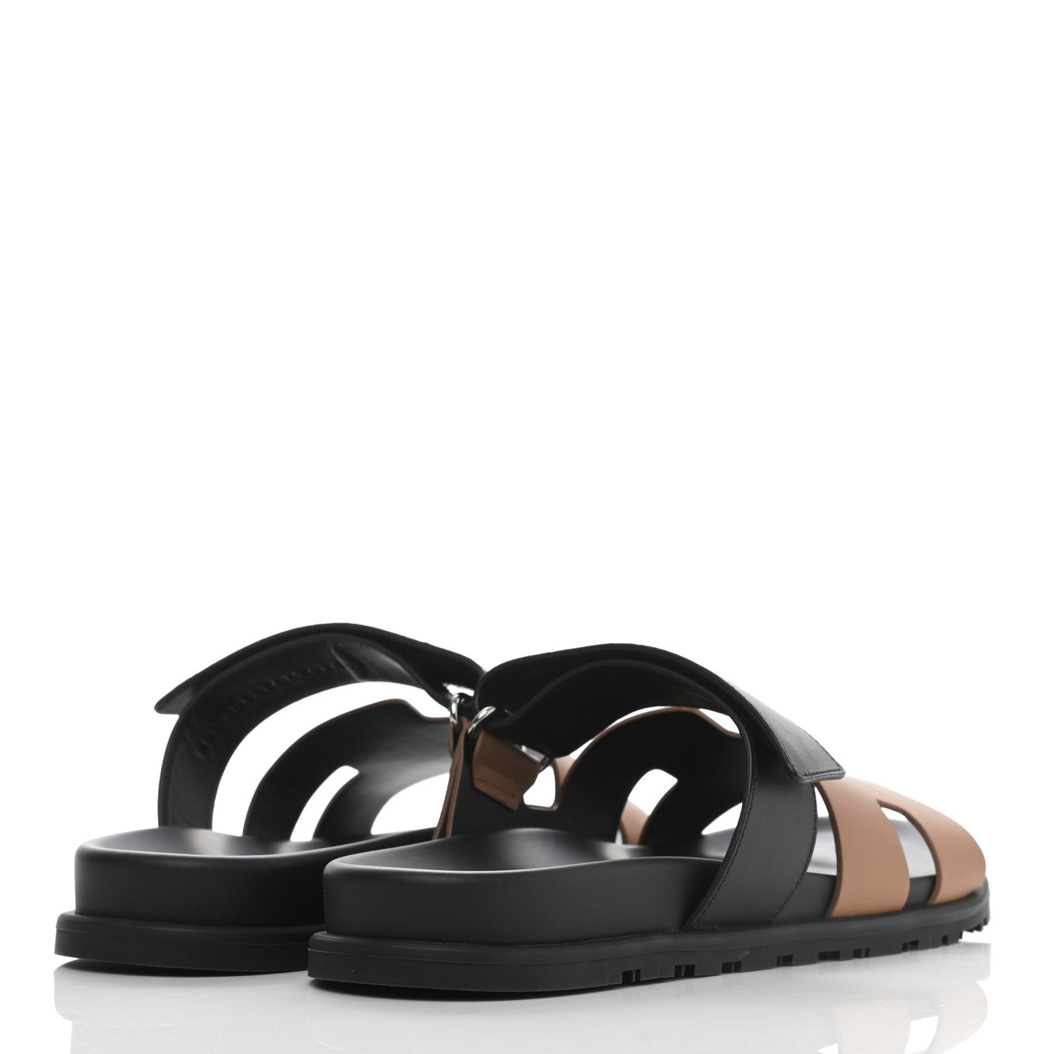 Hermes Calfskin Mens Chypre Sandals 42 Naturel Safari Black 4 of 8