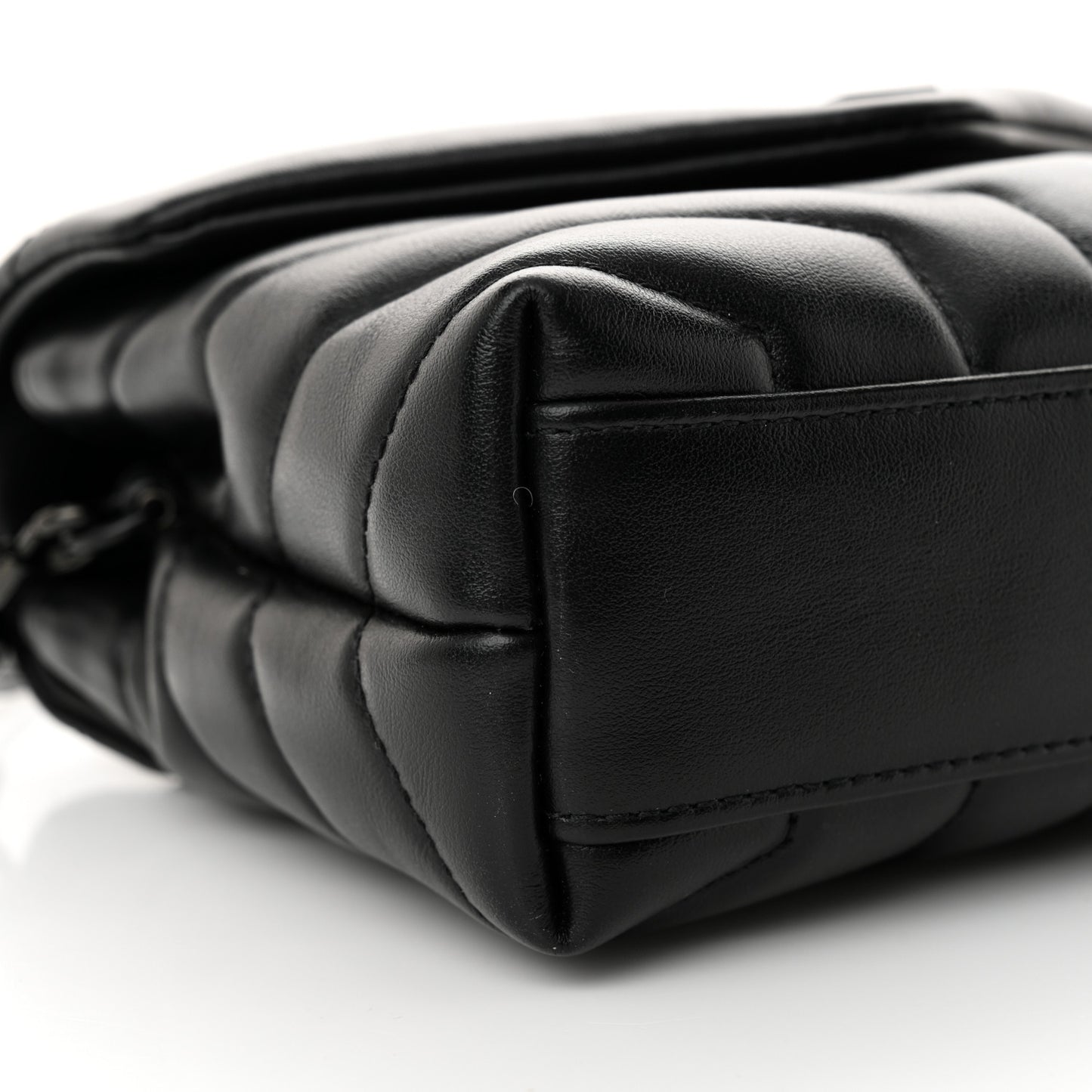 Calfskin Y Quilted Monogram Monochrome Toy Loulou Crossbody Bag Black