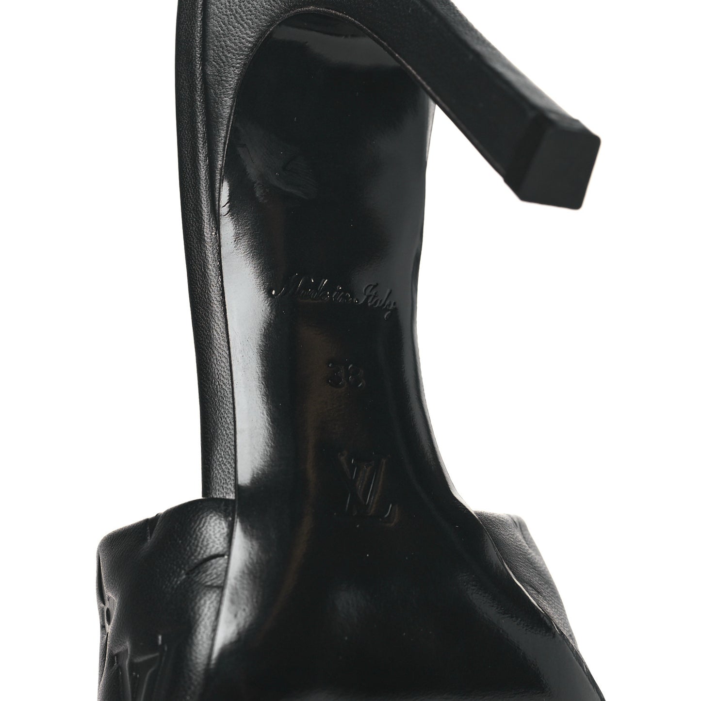 Lambskin Embossed Monogram Revival High Heel Mules 38 Black