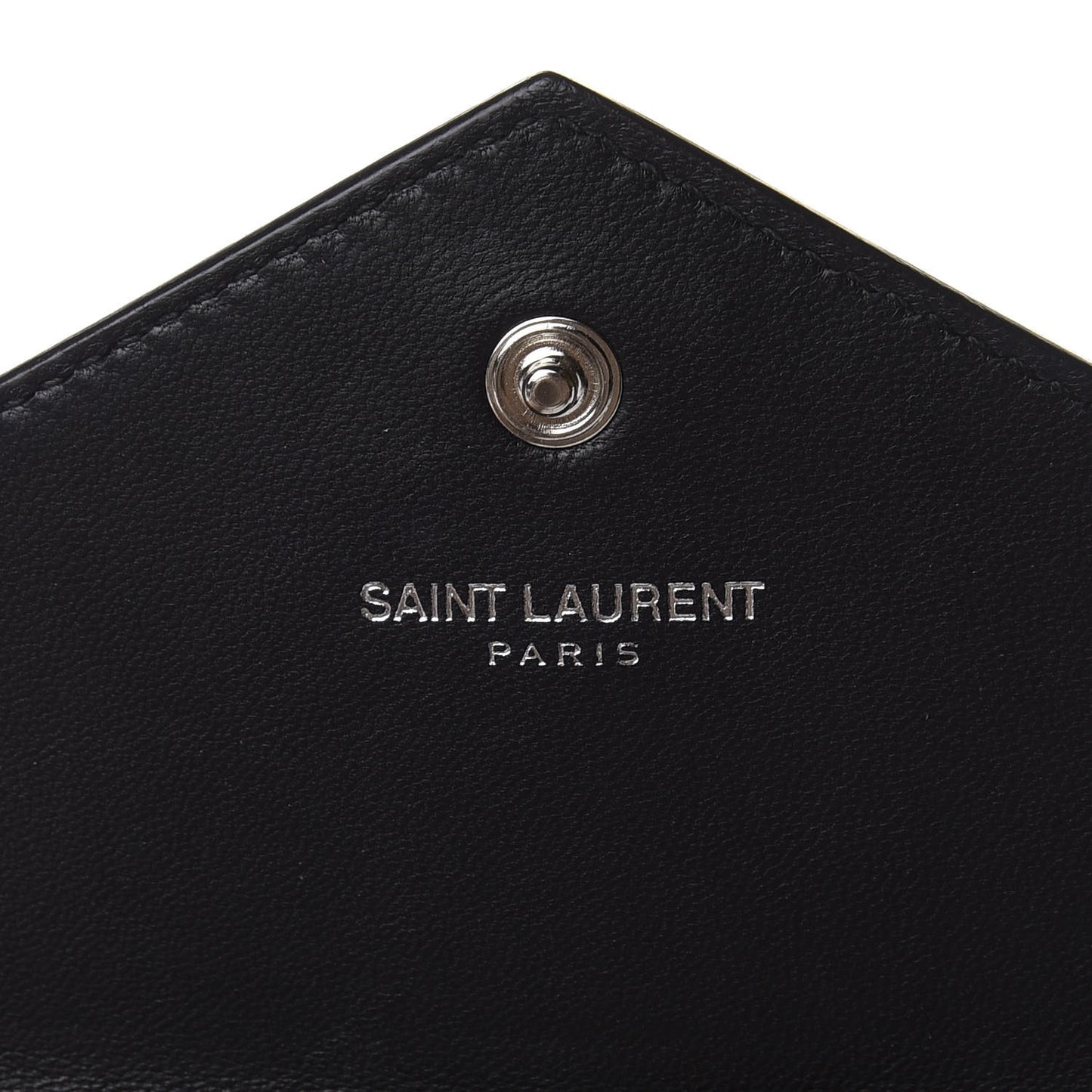 Calfskin Crocodile Embossed Small Monogram Envelope Wallet Black