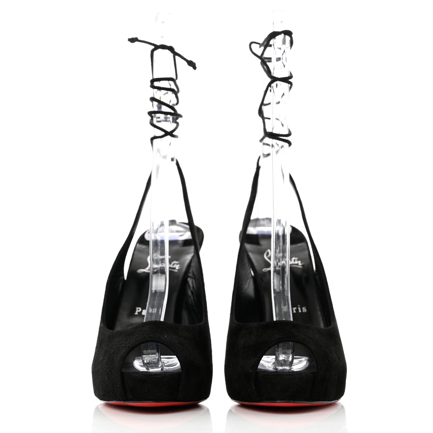 Veau Velours Lace Up NVP 120 Peep Toe Pump 39 Black