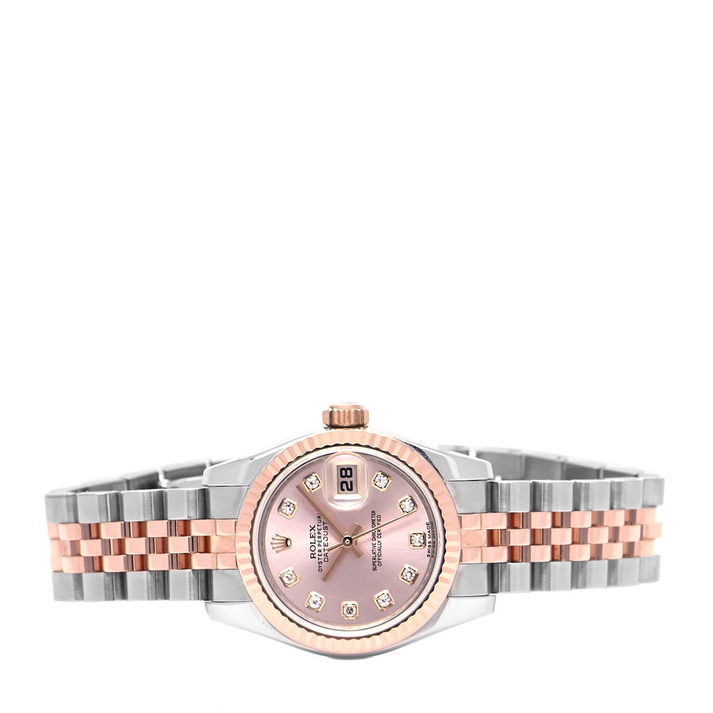 Stainless Steel 18K Everose Gold Diamond 26mm Oyster Perpetual Datejust Watch Pink 179171