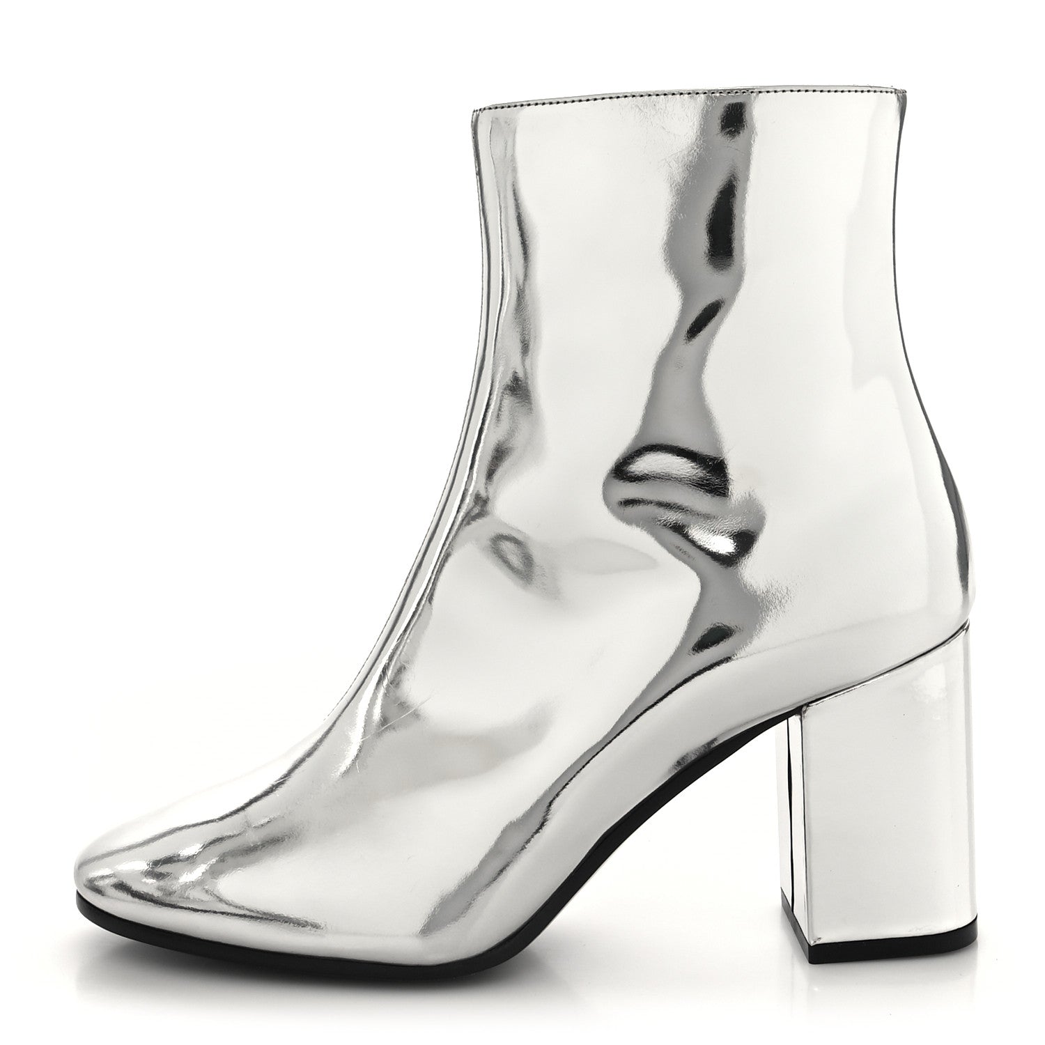 Balenciaga Miroir Calfskin Ankle Booties 38.5 Argent 1 of 7