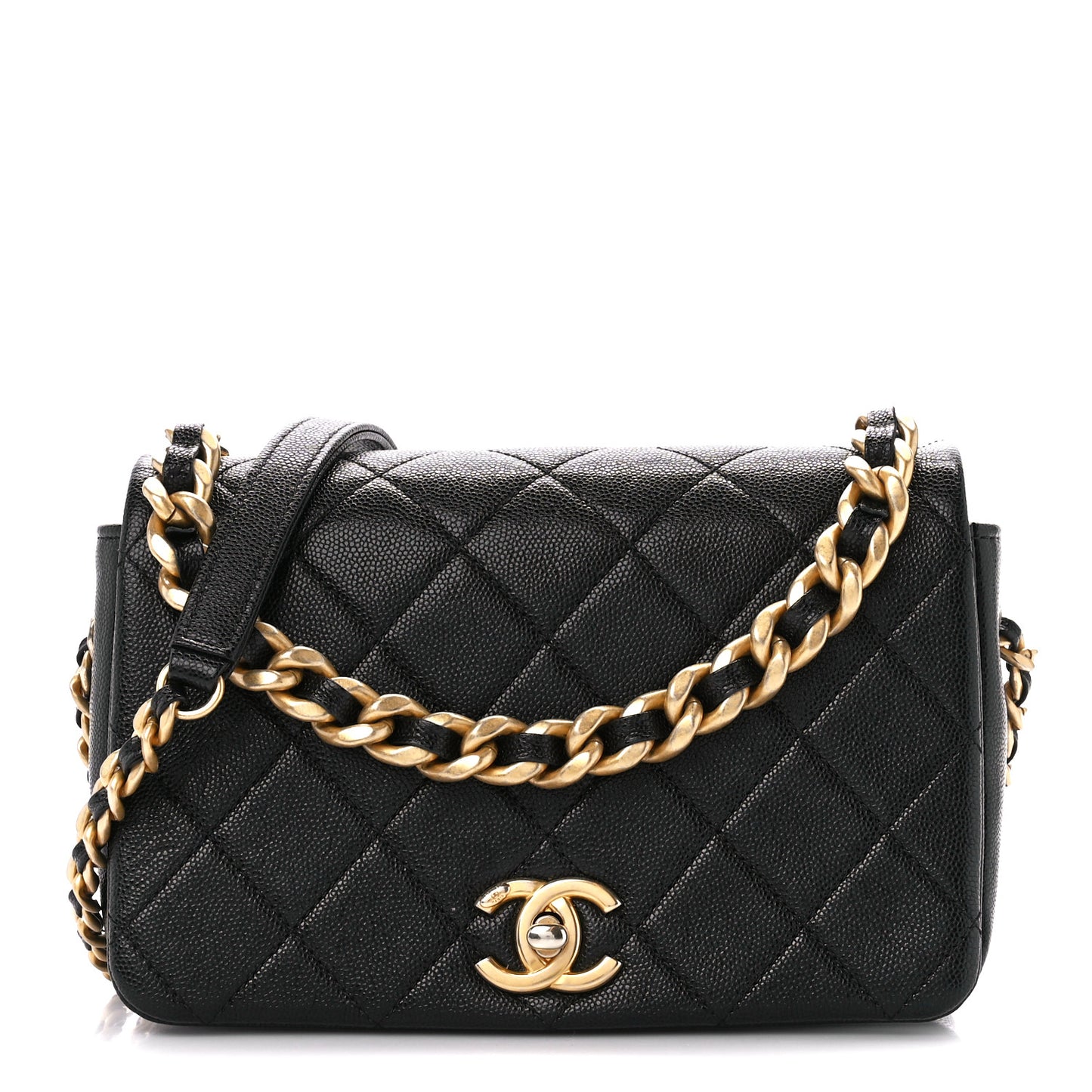 Caviar Quilted Small Fashion Therapy Flap Bag Black