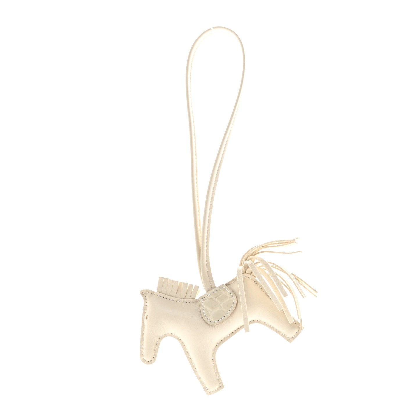 Milo Lambskin Matte Alligator Touch Grigri Rodeo Horse Bag Charm PM Craie Nata Beton