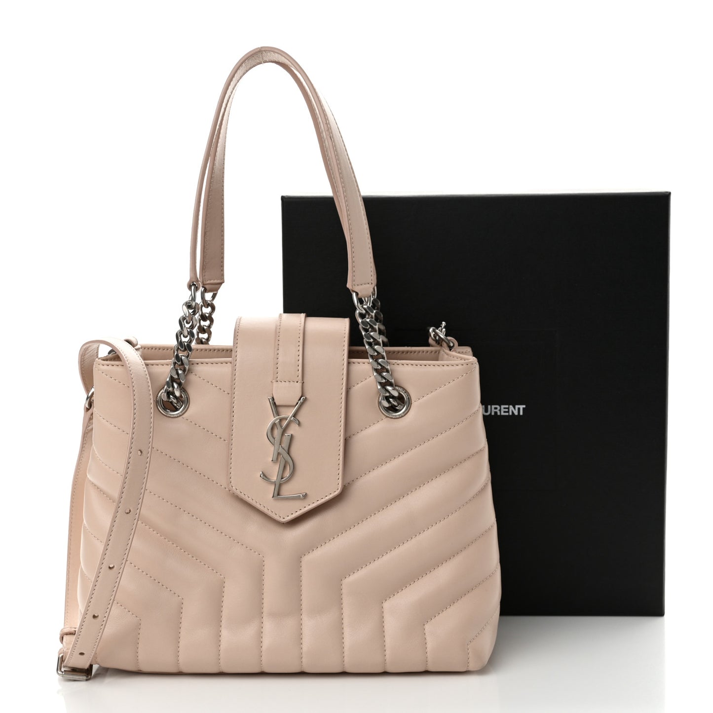 Calfskin Y Quilted Monogram Small Loulou Shopper Marble Pink