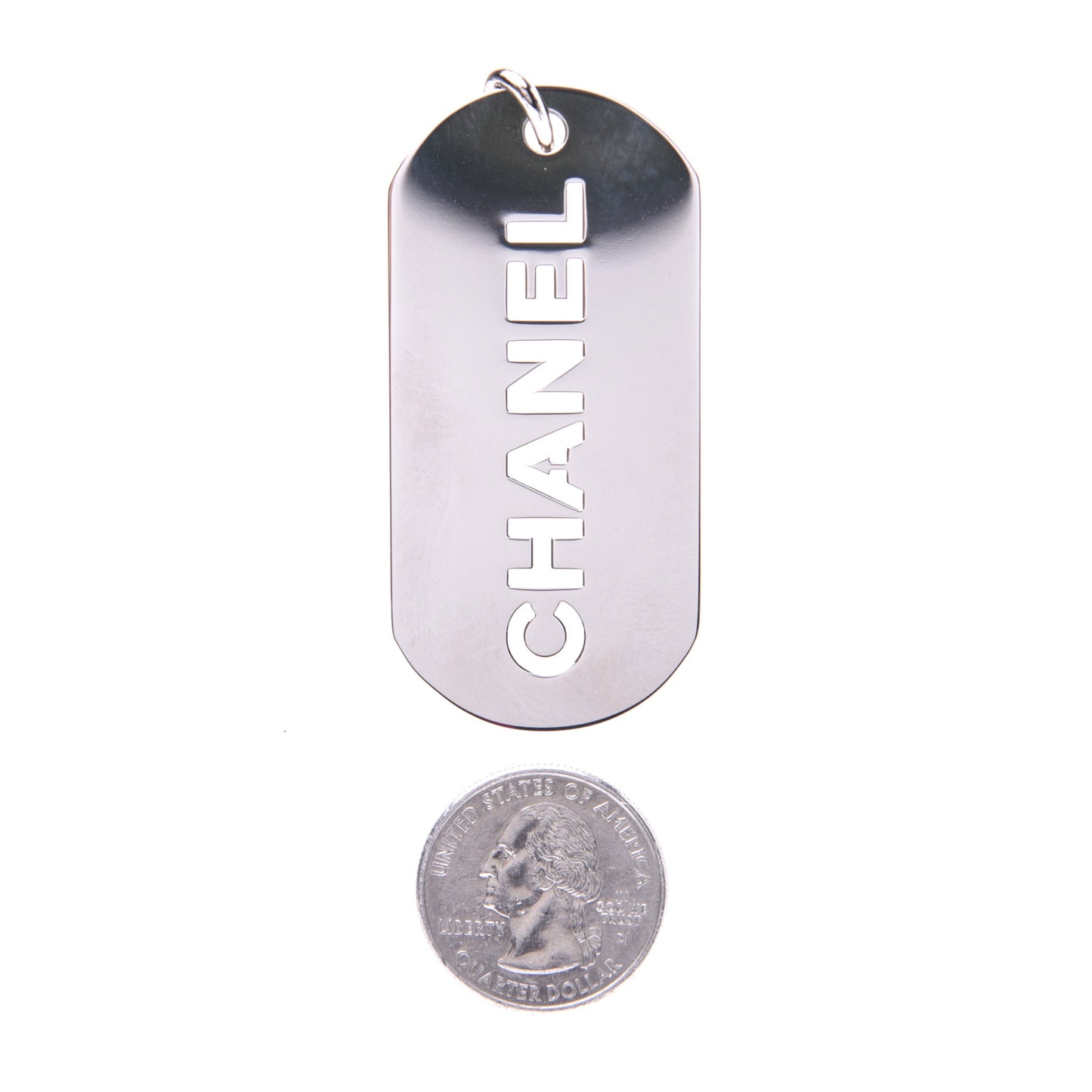 Dog Tag Key Charm Silver