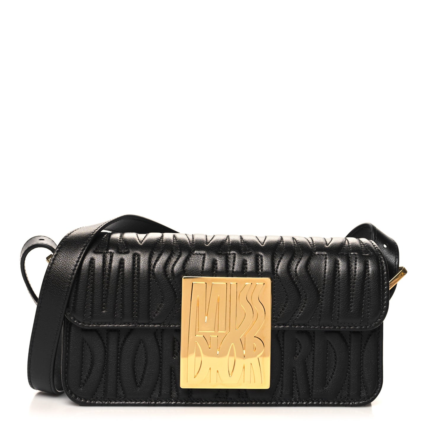 Calfskin Quilted All Over Miss Dior Flap Black
