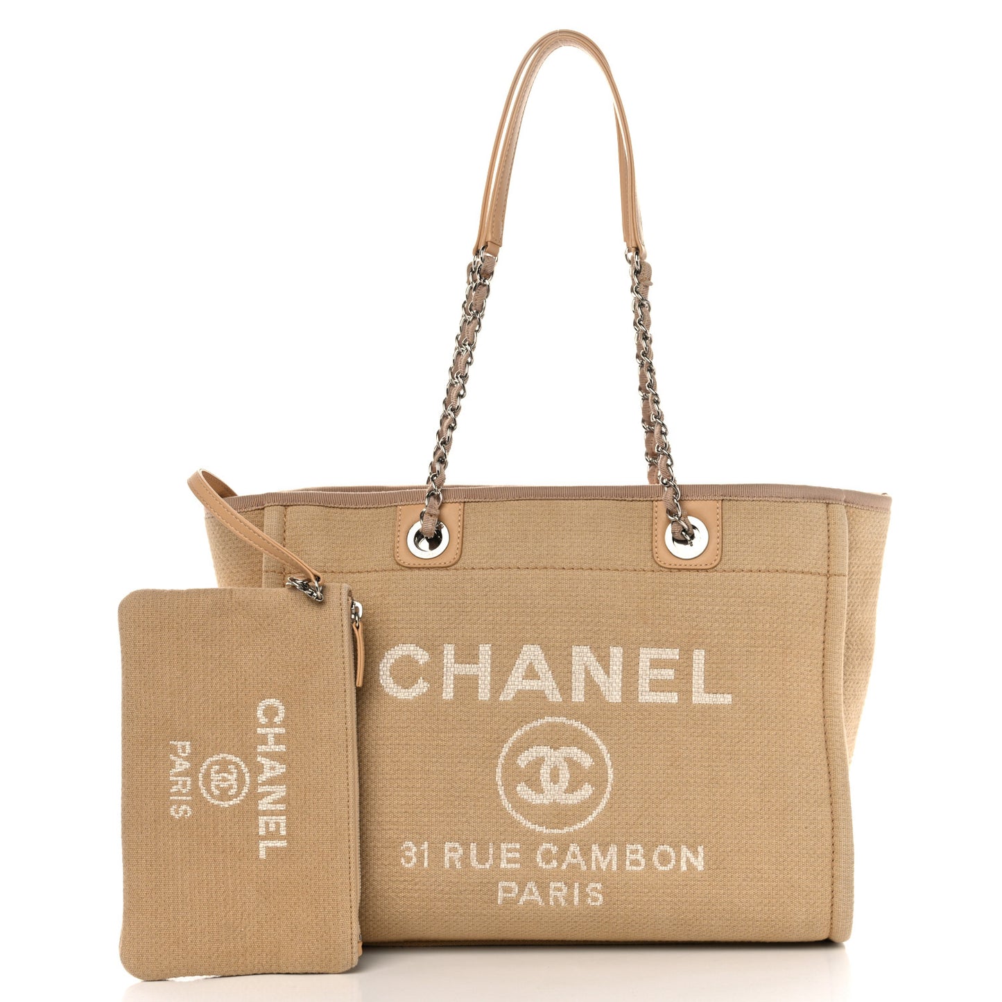Mixed Fibers Small Deauville Tote Beige