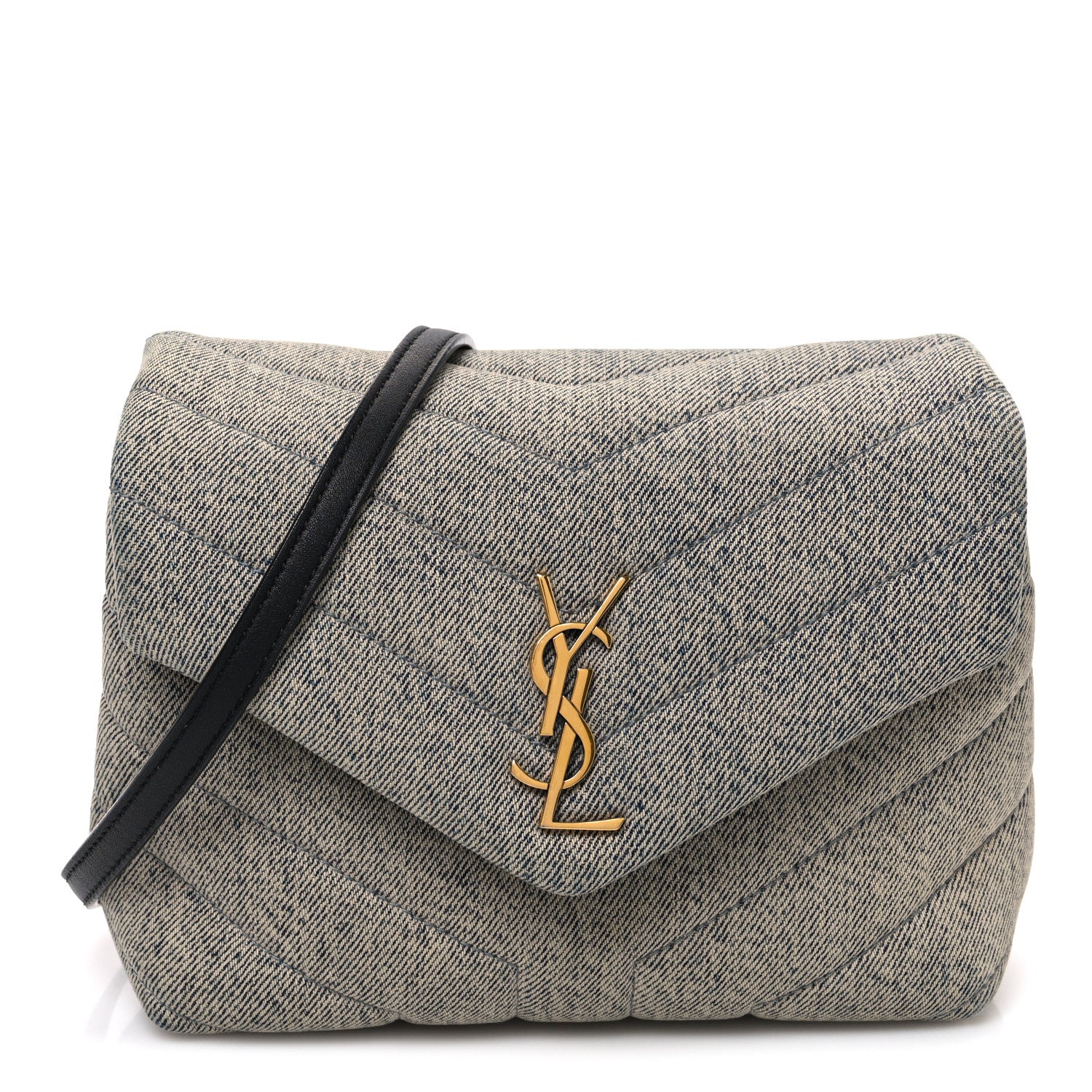 Saint Laurent Denim Y Quilted Monogram Toy Loulou Crossbody Bag