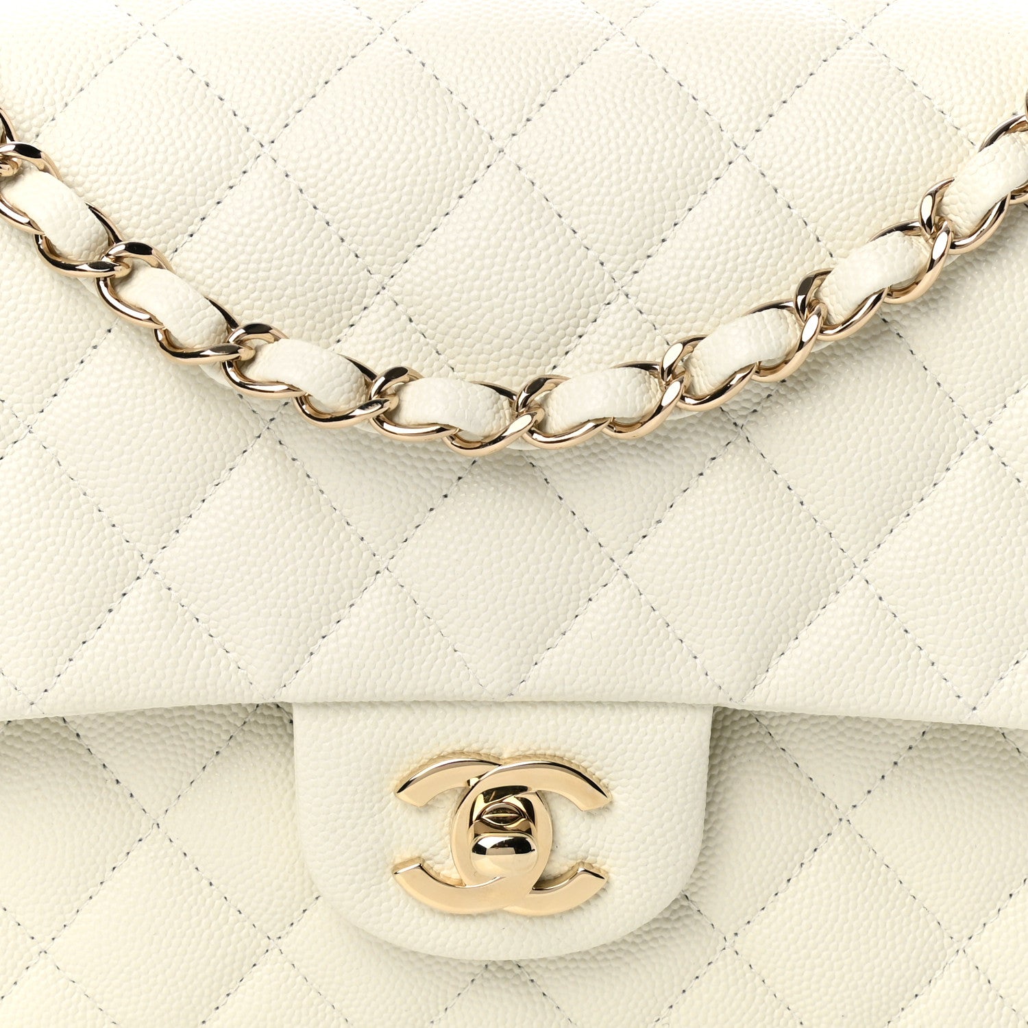 Chanel Caviar Quilted Medium Double Flap White 8 of 12