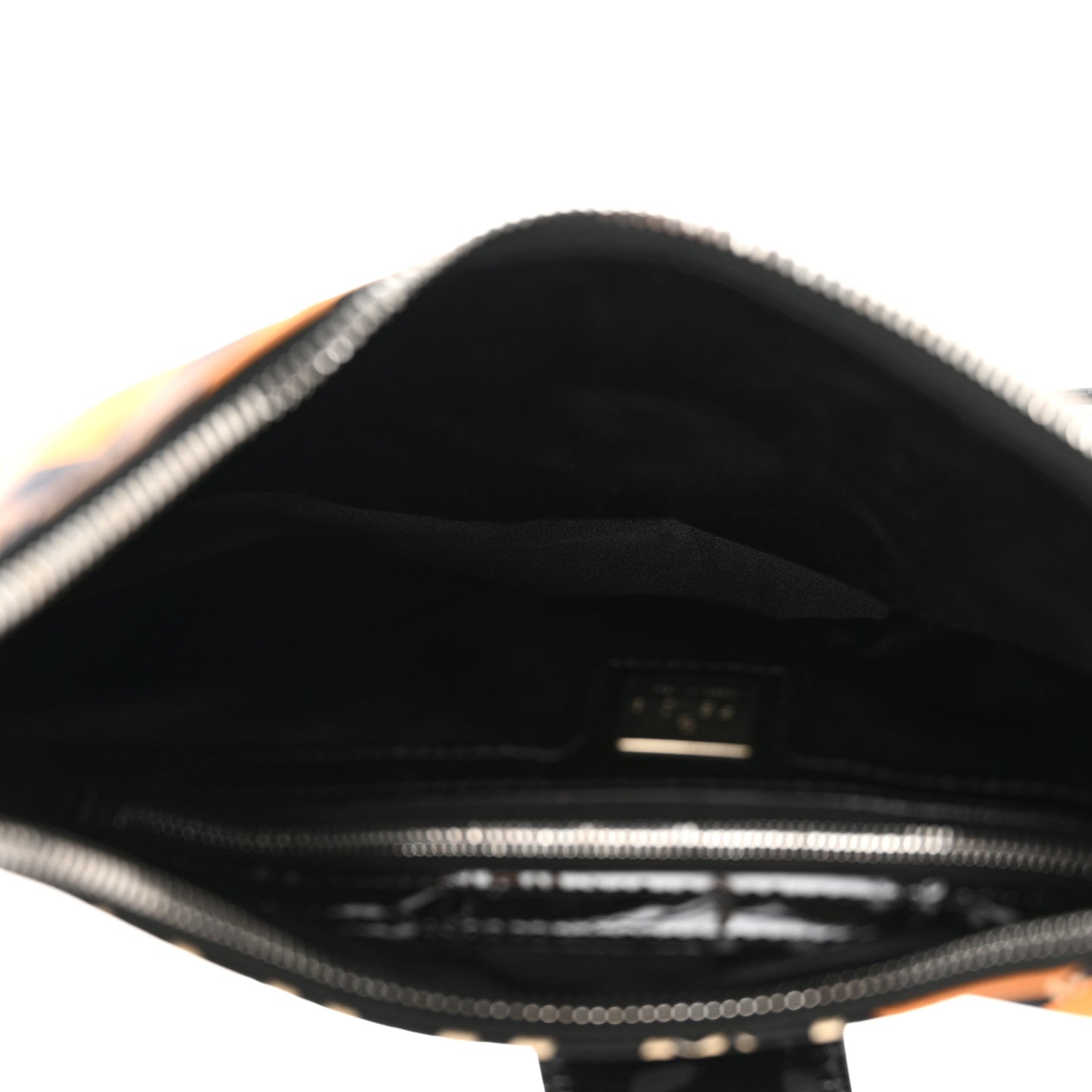 Nylon Patent Half Moon Baguette Black Brown Orange
