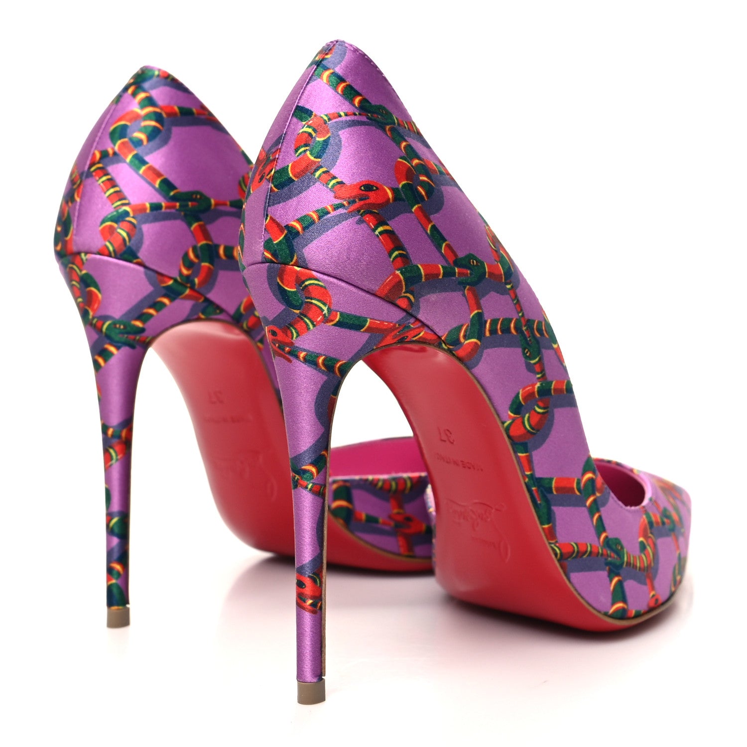 Christian Louboutin Satin Printed Iriza 100 Pumps 37 Gummy 4 of 8