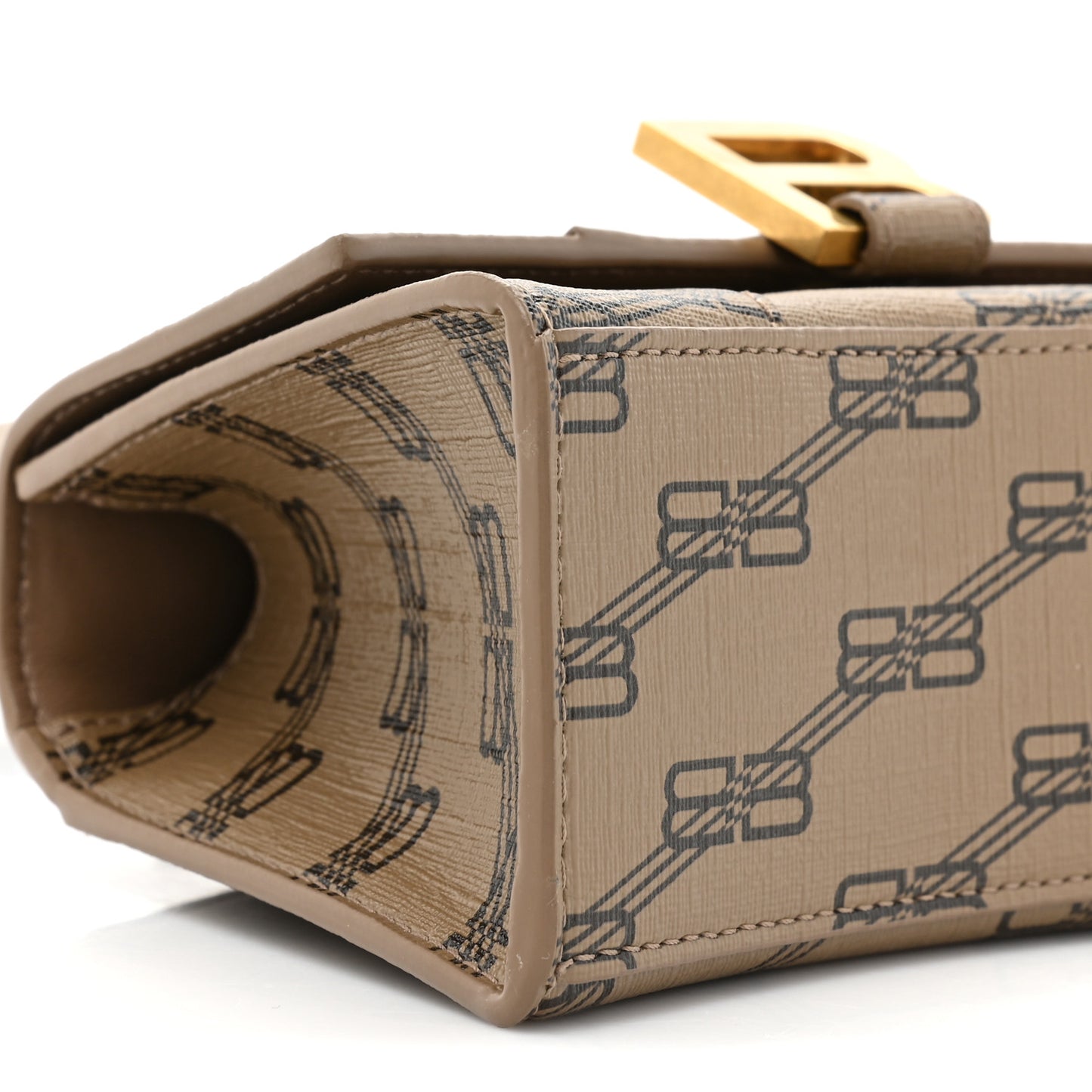 Coated Canvas BB Monogram Hourglass Top Handle Bag XS Beige Brown