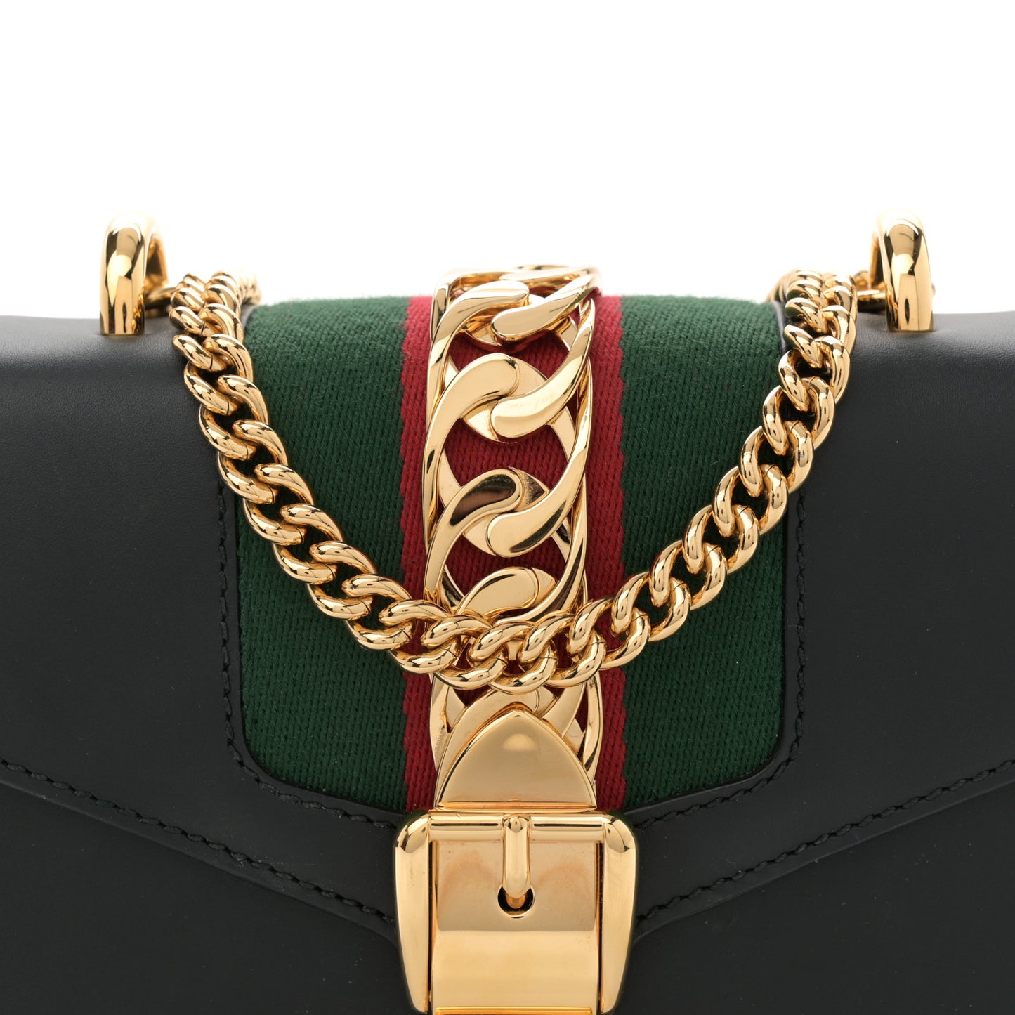 Calfskin Mini Sylvie Chain Shoulder Bag Black