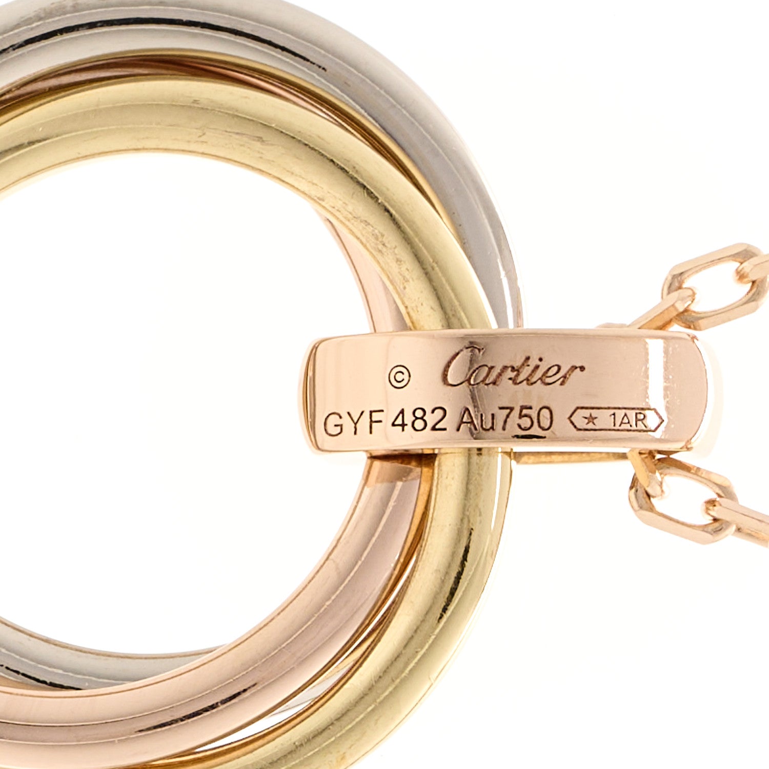 Cartier 18K Pink White Yellow Gold Diamond Trinity Pendant Necklace 4 of 5