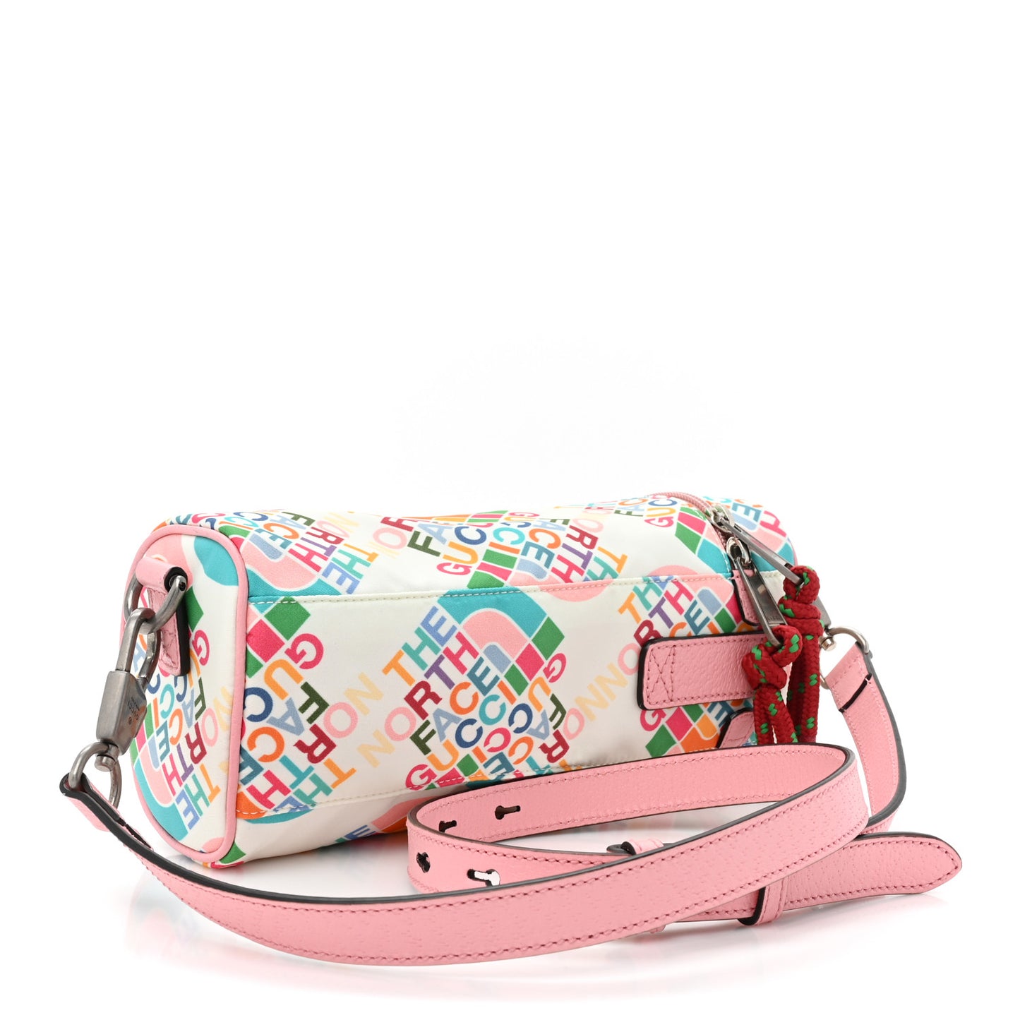 X THE NORTH FACE Econyl Nylon Barrel Shoulder Bag Ivory Turquoise Wild Rose